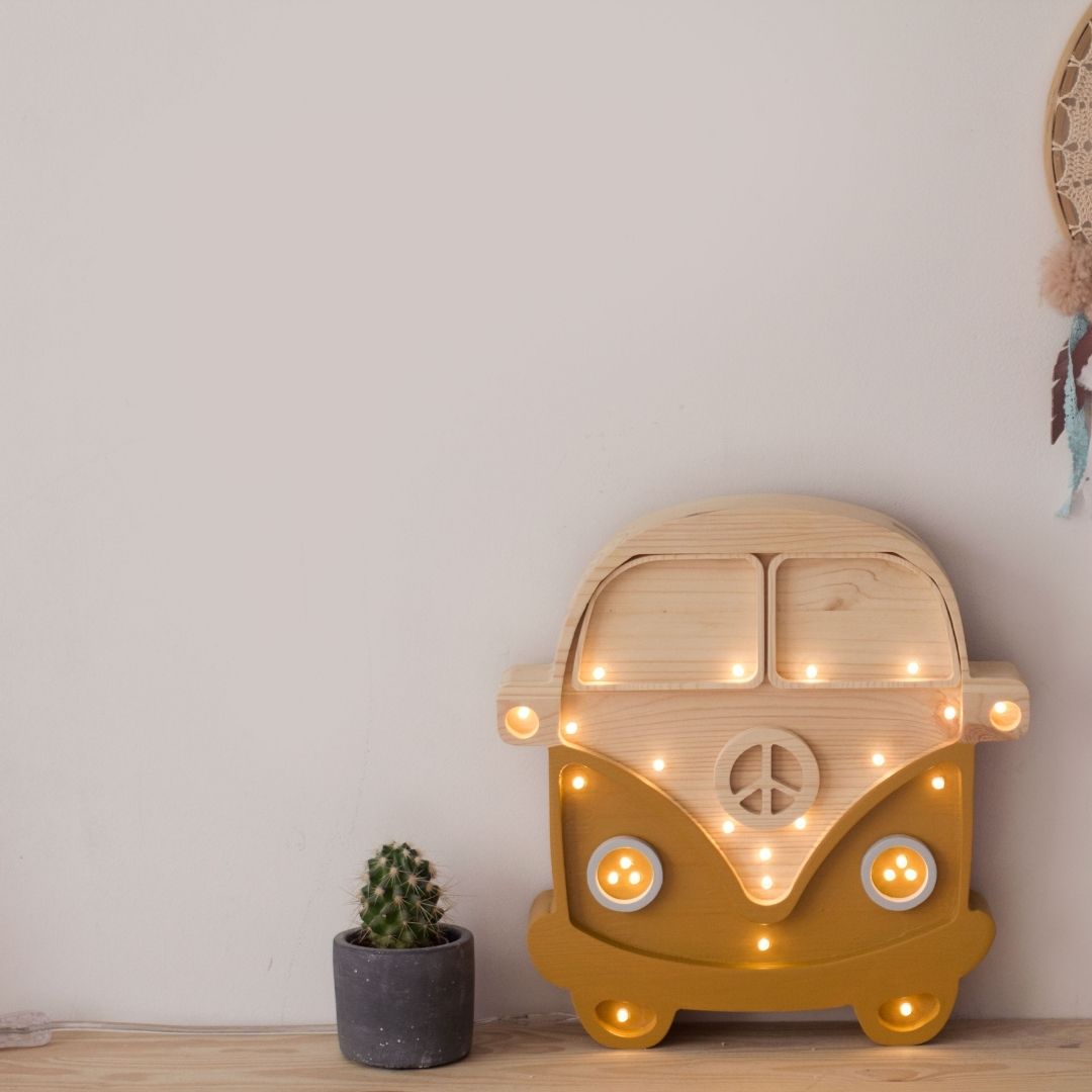 Handmade Van Nightlight in Mustard / Wood-Decor-Little Fish Co.