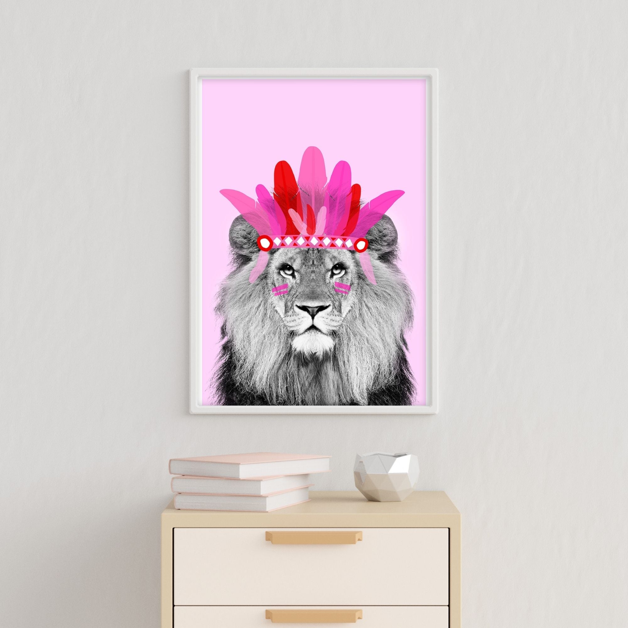 Chief Lion Pink Print-Art-Little Fish Co.