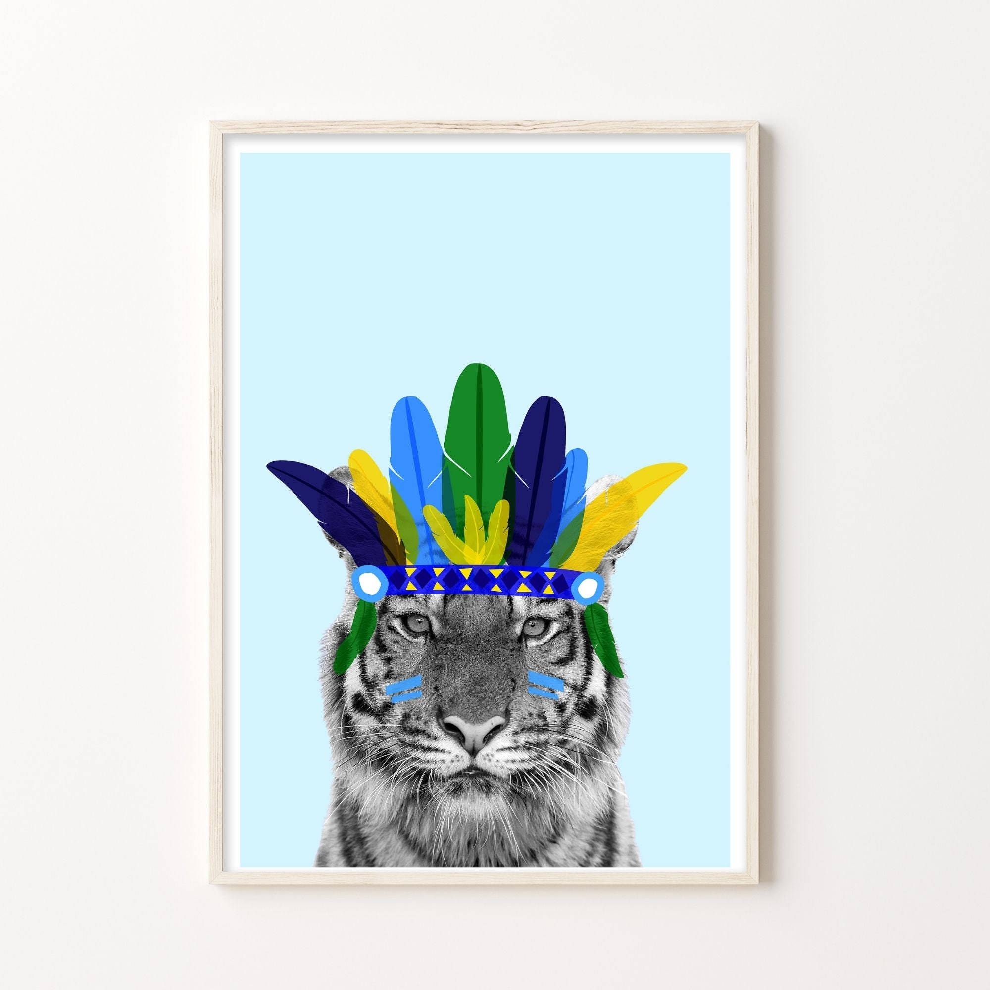 Chief Tiger Blue Print-Art-Little Fish Co.