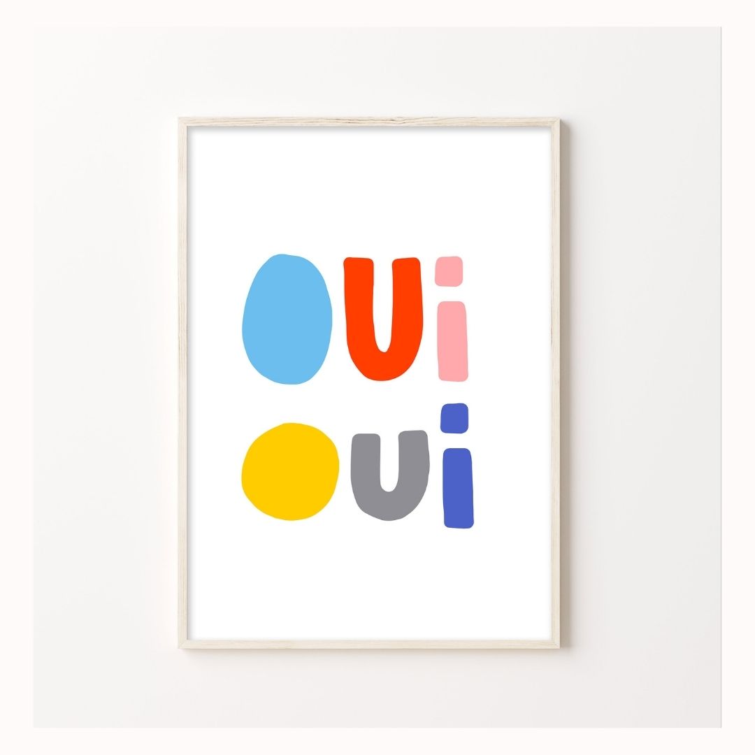 Oui Oui Print in Peach and Love-Art-Little Fish Co.
