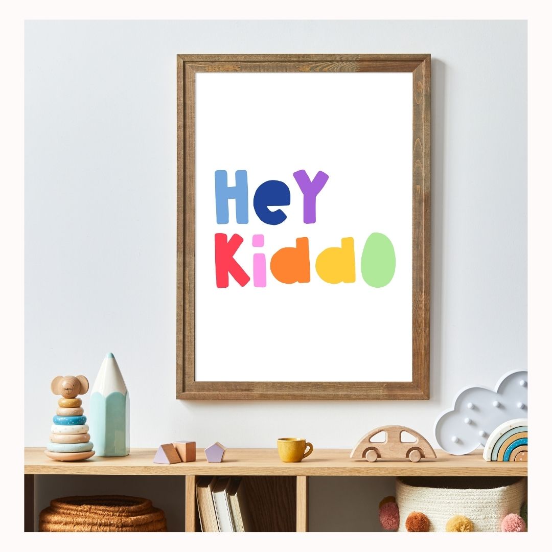 Hey Kiddo Print in Rainbow-Art-Little Fish Co.