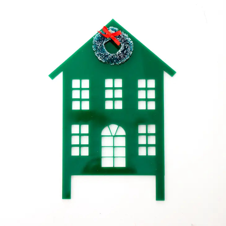 Dark Green Holiday house cake topper-Fun-Little Fish Co.