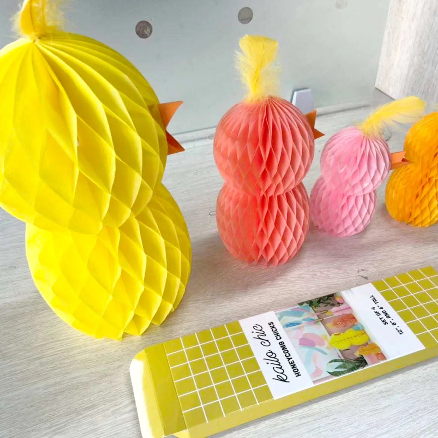 Honeycomb Chick decorations (set of 4)-Fun-Little Fish Co.