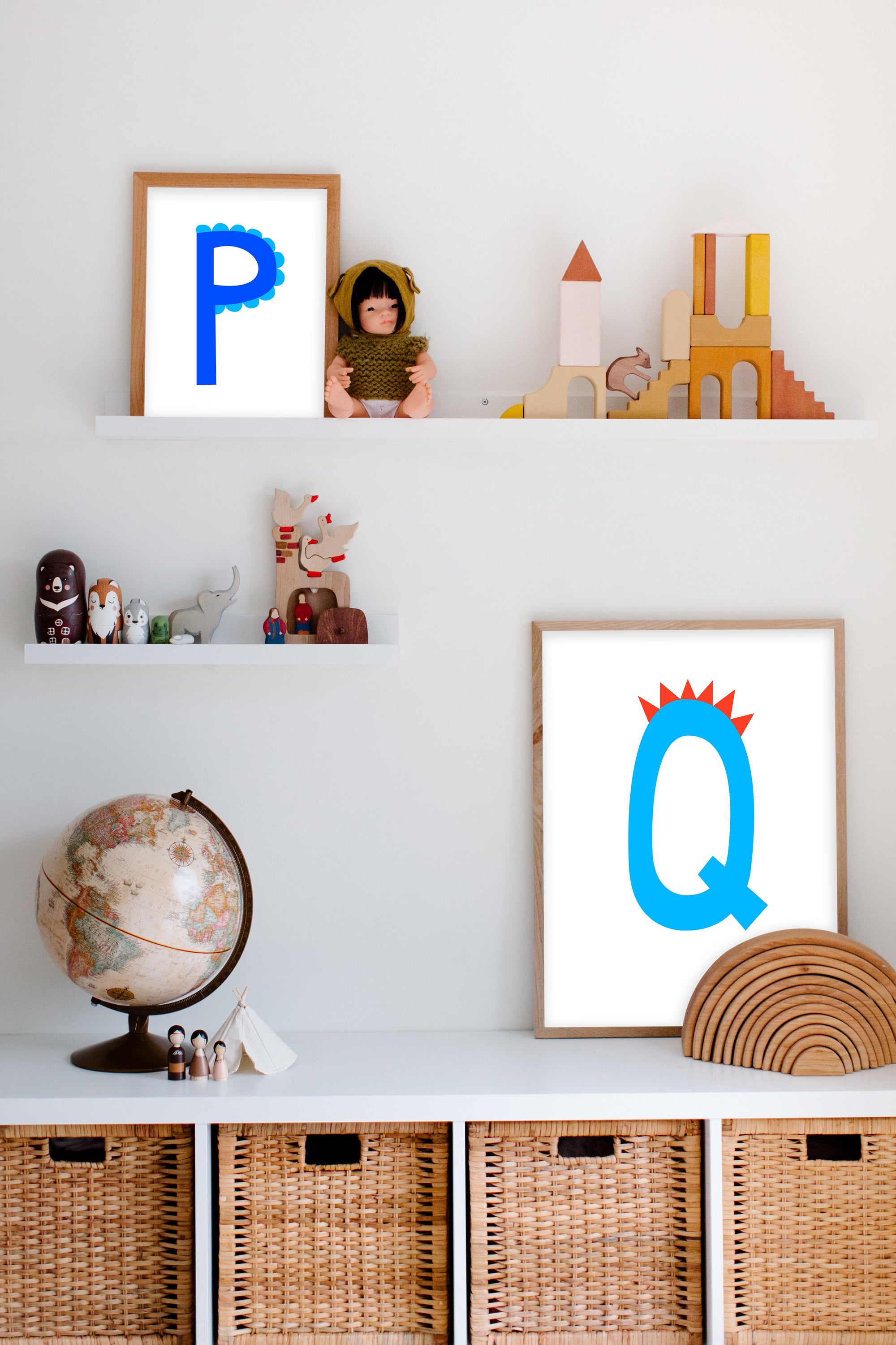 Sweet letter Q print blue-Little Fish Co.