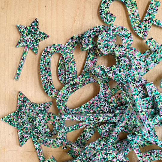 Galaxy Green Number Cake Topper-Little Fish Co.