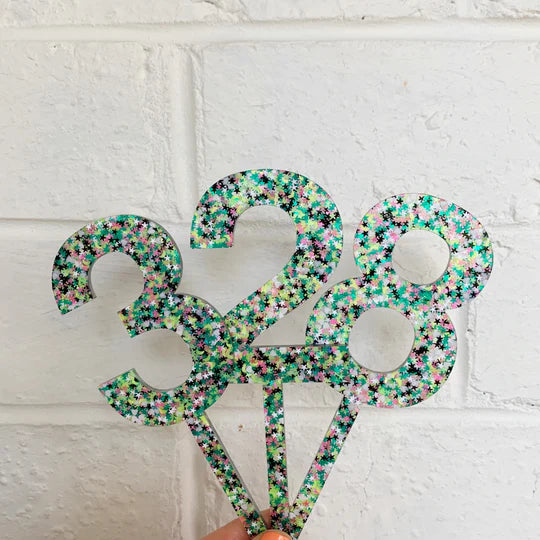 Galaxy Green Number Cake Topper-Little Fish Co.