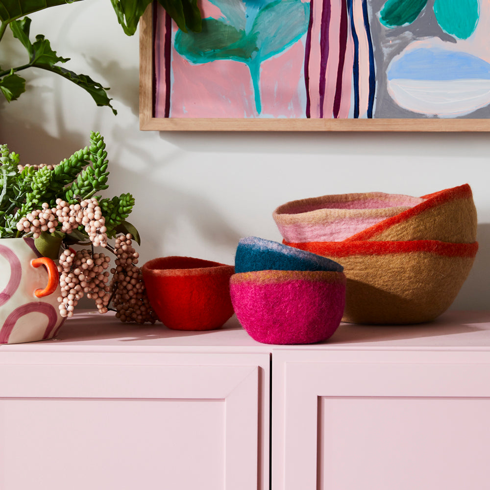 Large Rimmed Pink Bowl-Fun-Little Fish Co.