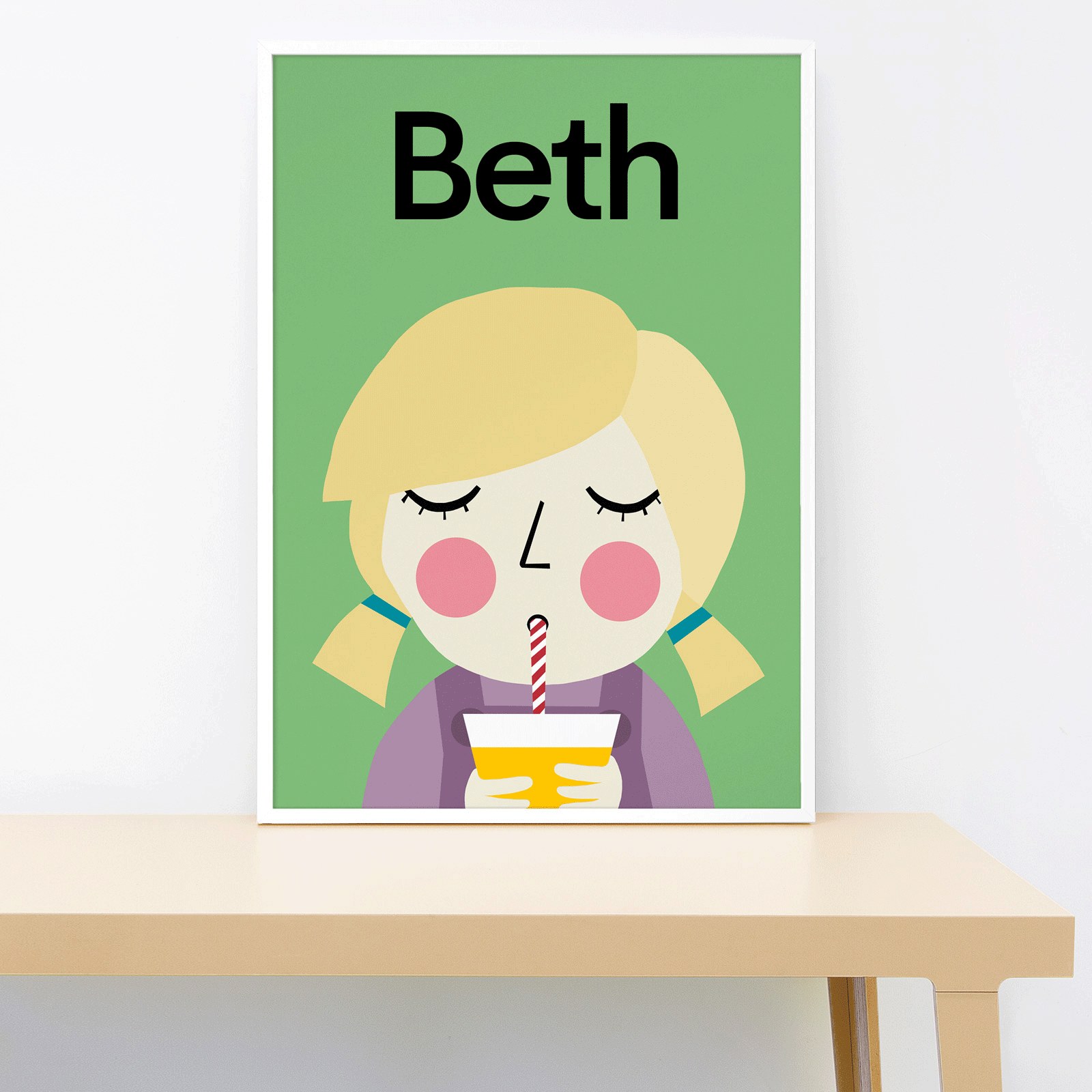 Juicy Green - Straight Hair Personalised Print-Little Fish Co.