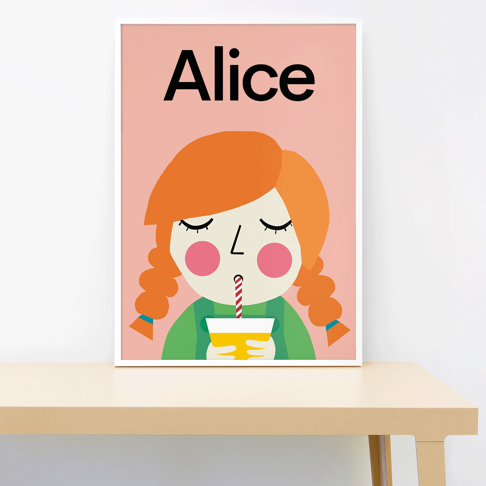 Juicy Pink - Plaits Hair Personalised Print-Little Fish Co.