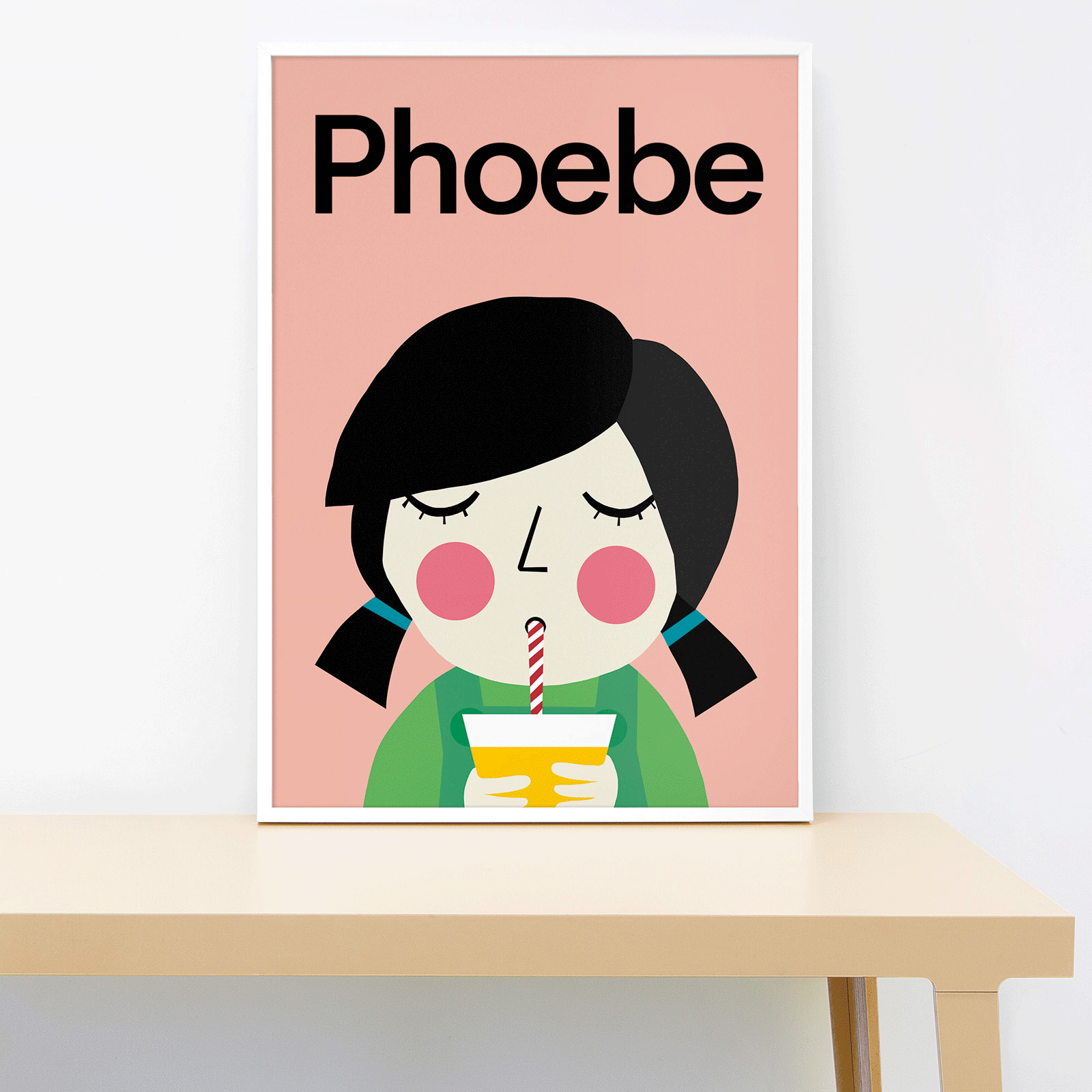 Juicy Pink - Straight Hair Personalised Print-Little Fish Co.