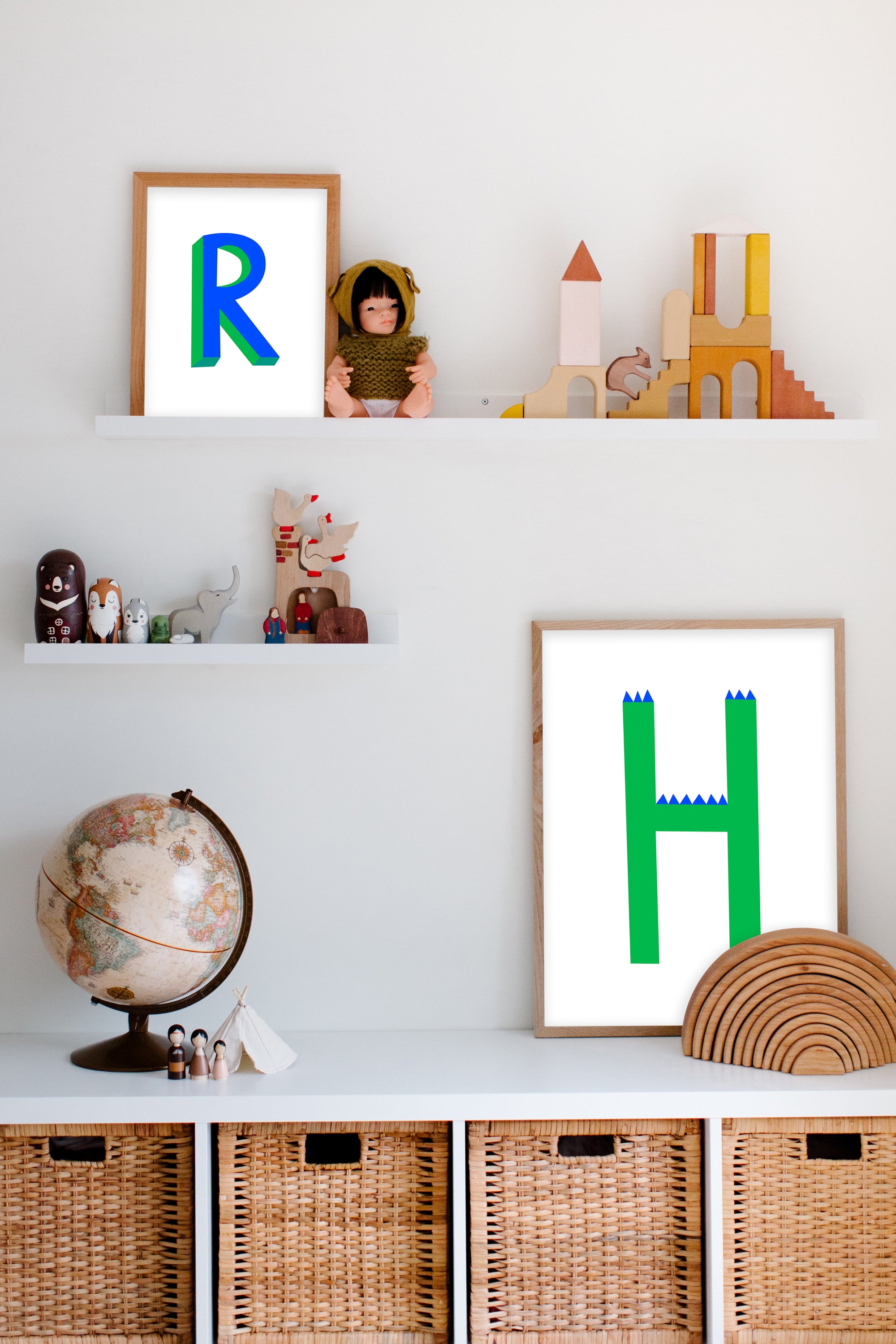 Sweet letter H print green-Little Fish Co.