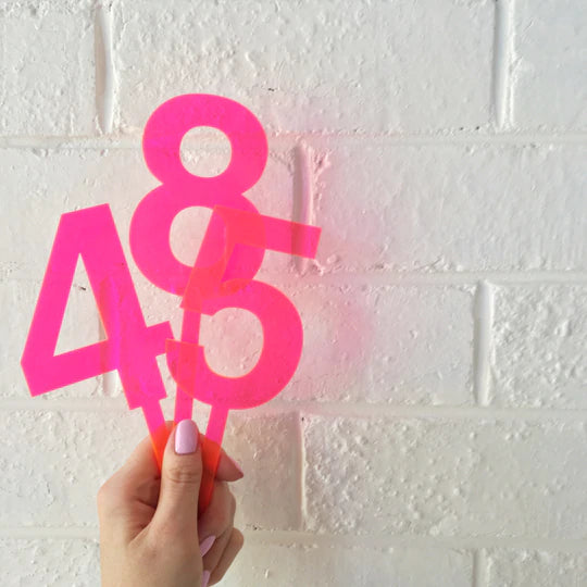 Neon Pink number cake topper-Little Fish Co.