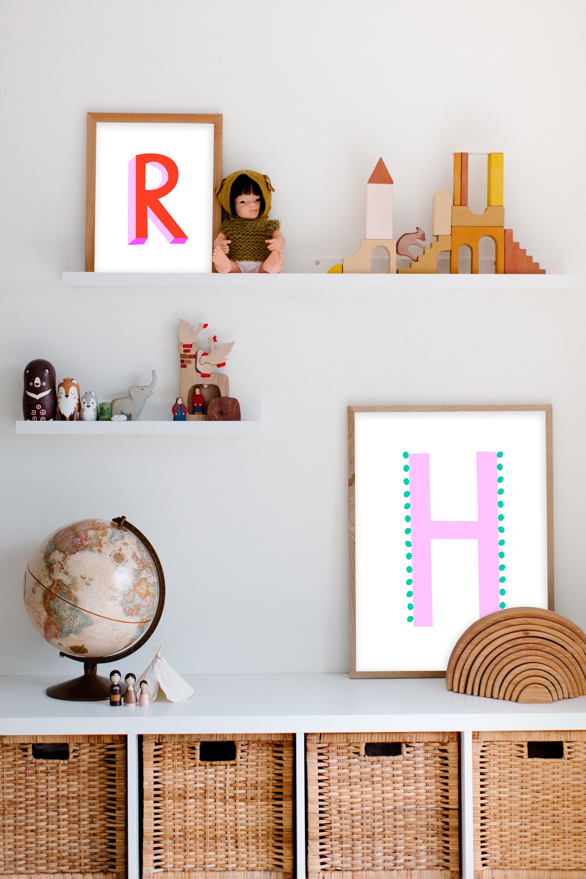 Sweet letter H print pink-Little Fish Co.