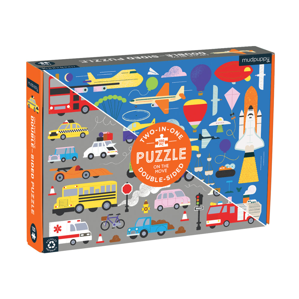 Double sided 100pc Puzzle - On the move-Little Fish Co.
