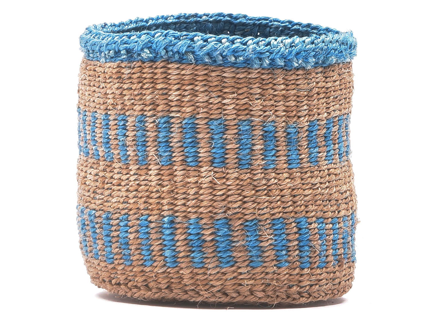 MZIMA Dusty blue stripe woven storage basket-Little Fish Co.