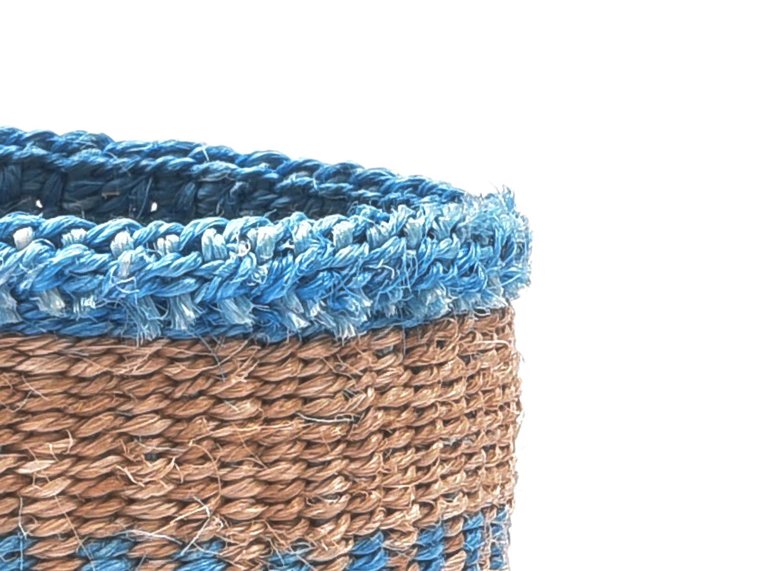 MZIMA Dusty blue stripe woven storage basket-Little Fish Co.