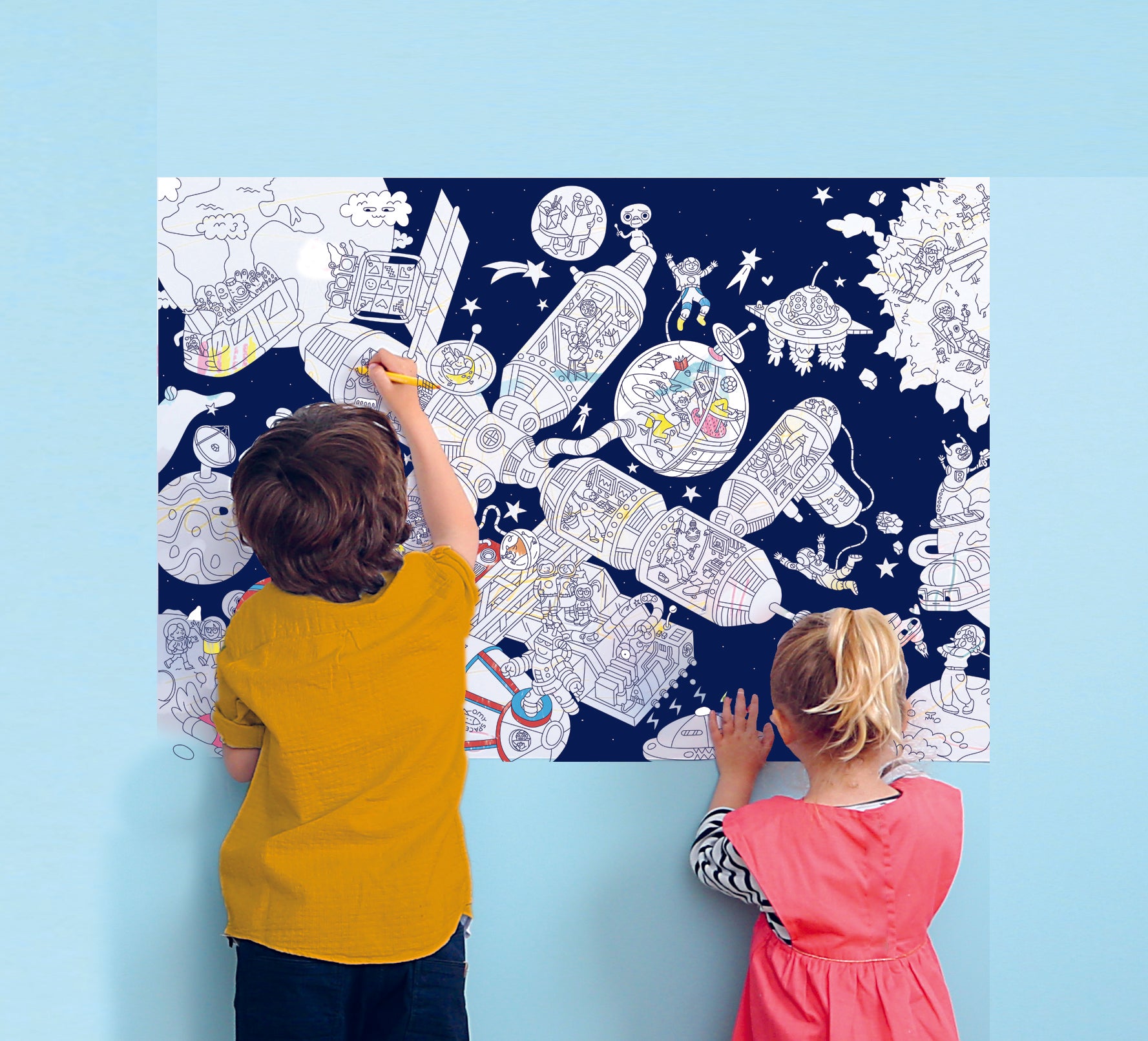 Colouring and sticker poster - Space station-Arts & Entertainment-Little Fish Co.