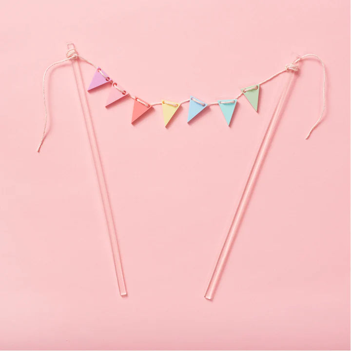 Pastel bunting cake topper-Little Fish Co.