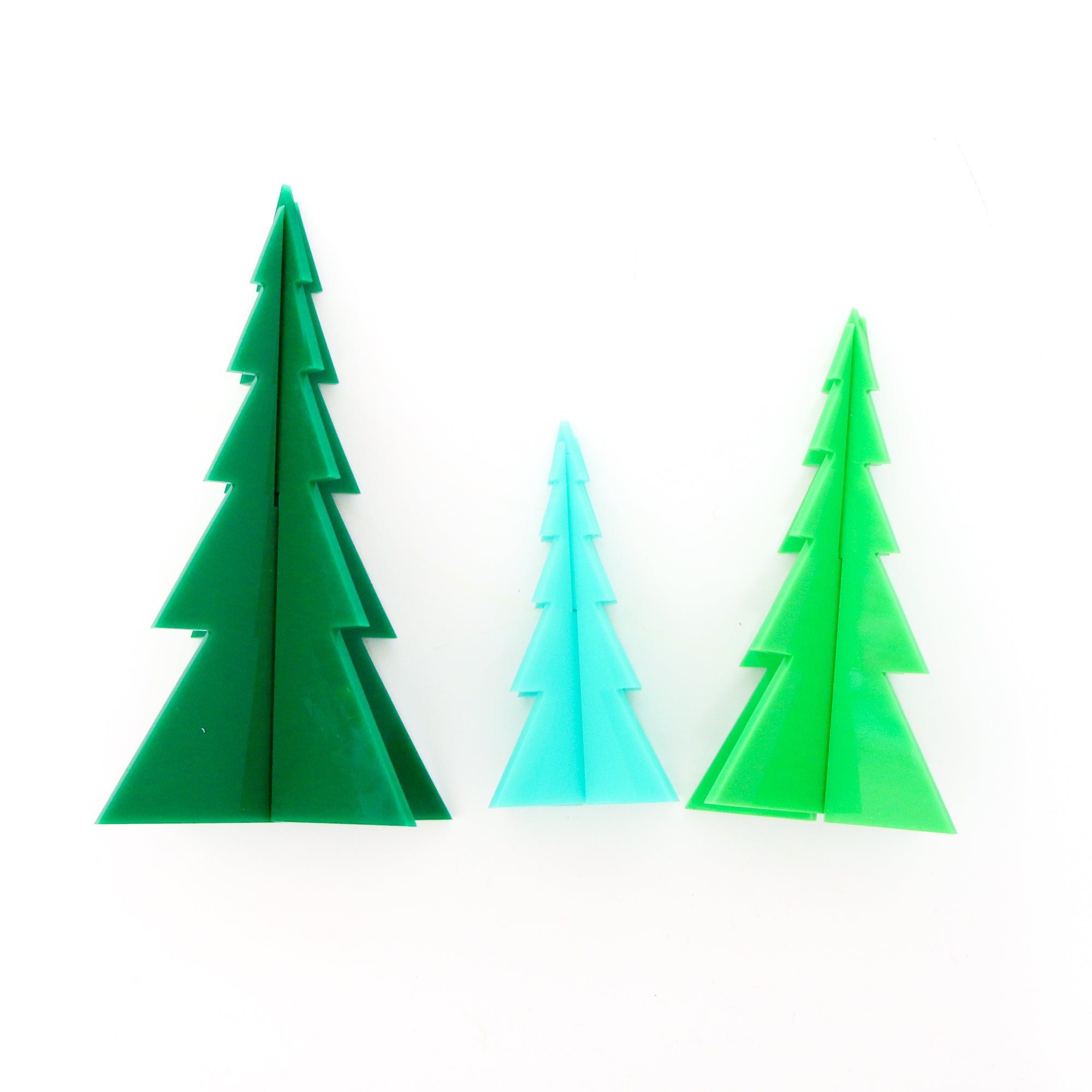 Acrylic set of 3 Christmas tree cake toppers ( Greens)-Fun-Little Fish Co.