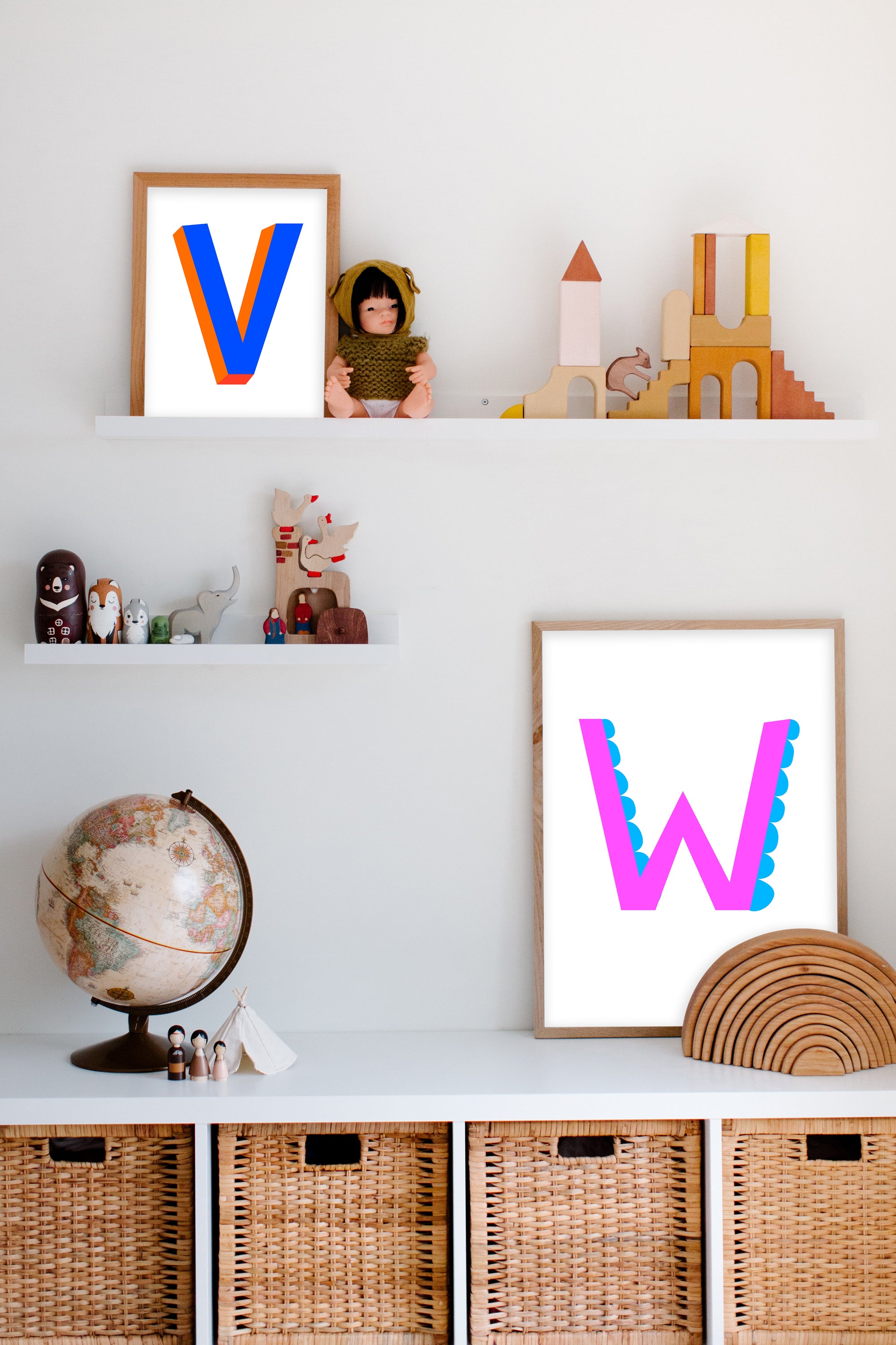 Sweet letter W print pink-Little Fish Co.
