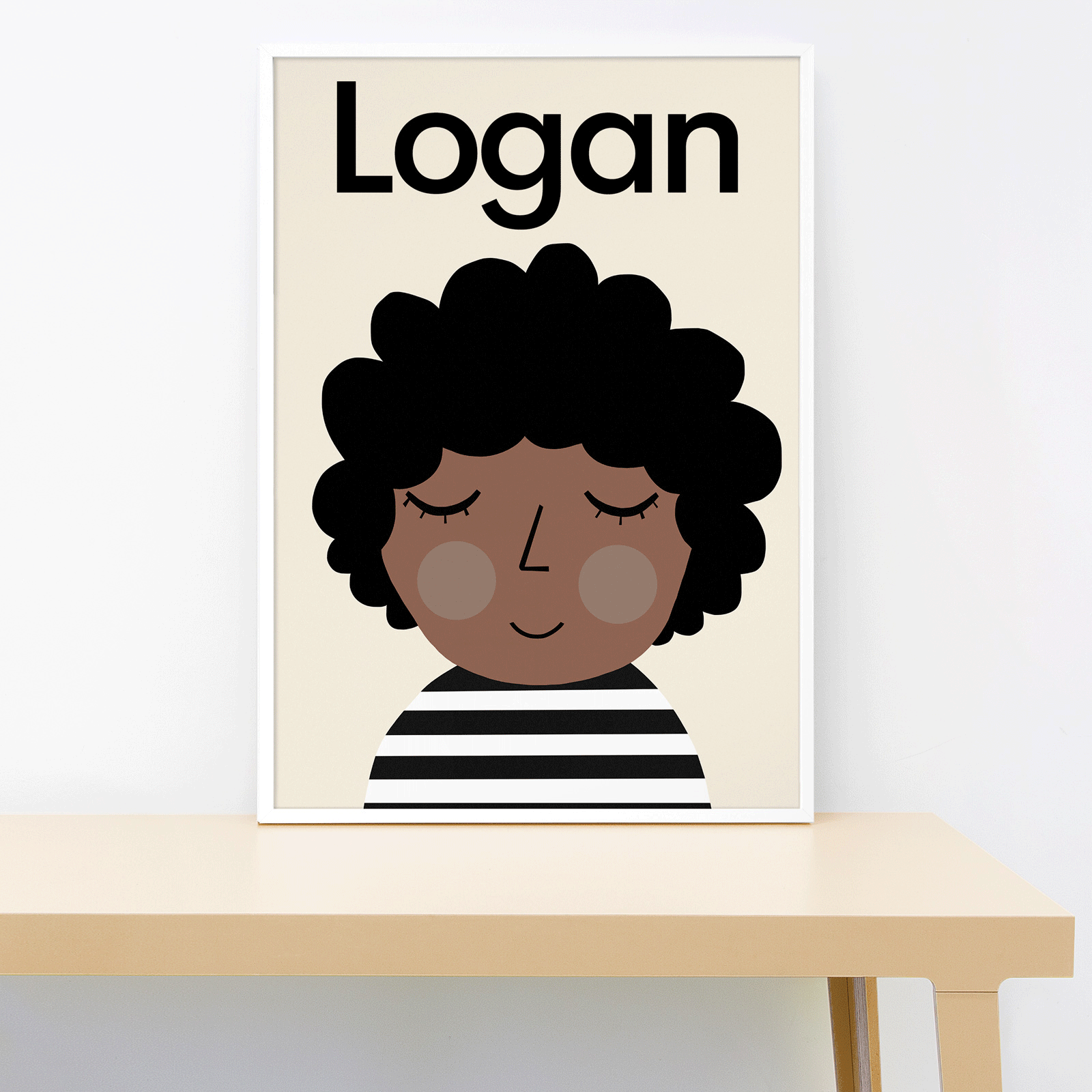 Stripe Tee - Curly Hair Personalised Print-Little Fish Co.