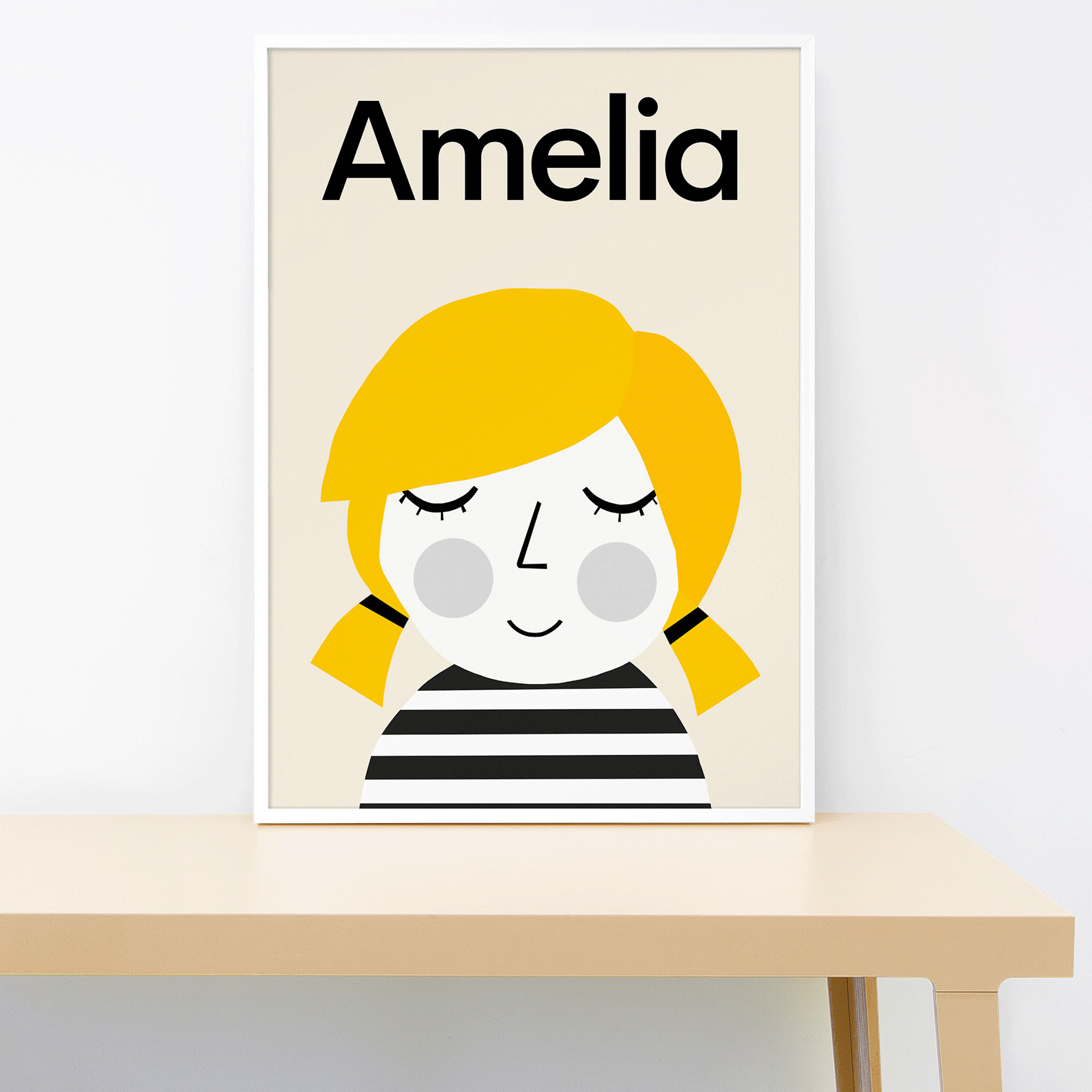 Stripe Tee - Straight Hair Personalised Print-Little Fish Co.