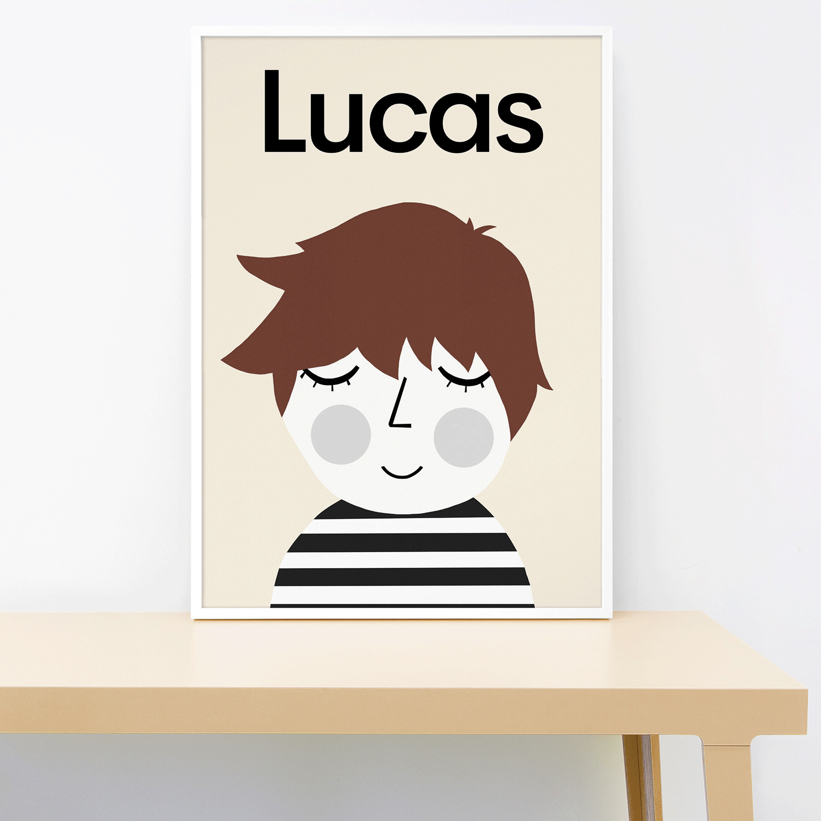 Stripe Tee - Spiky Hair Personalised Print-Little Fish Co.