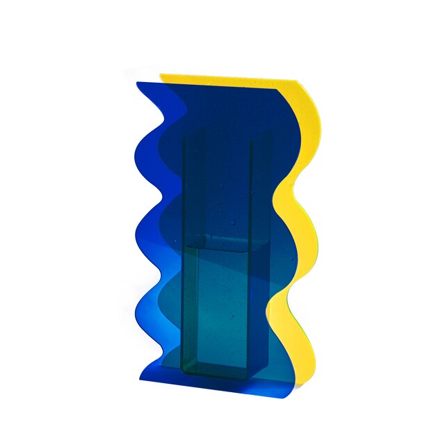 Yellow and Blue Crinkle vase-Decor-Little Fish Co.