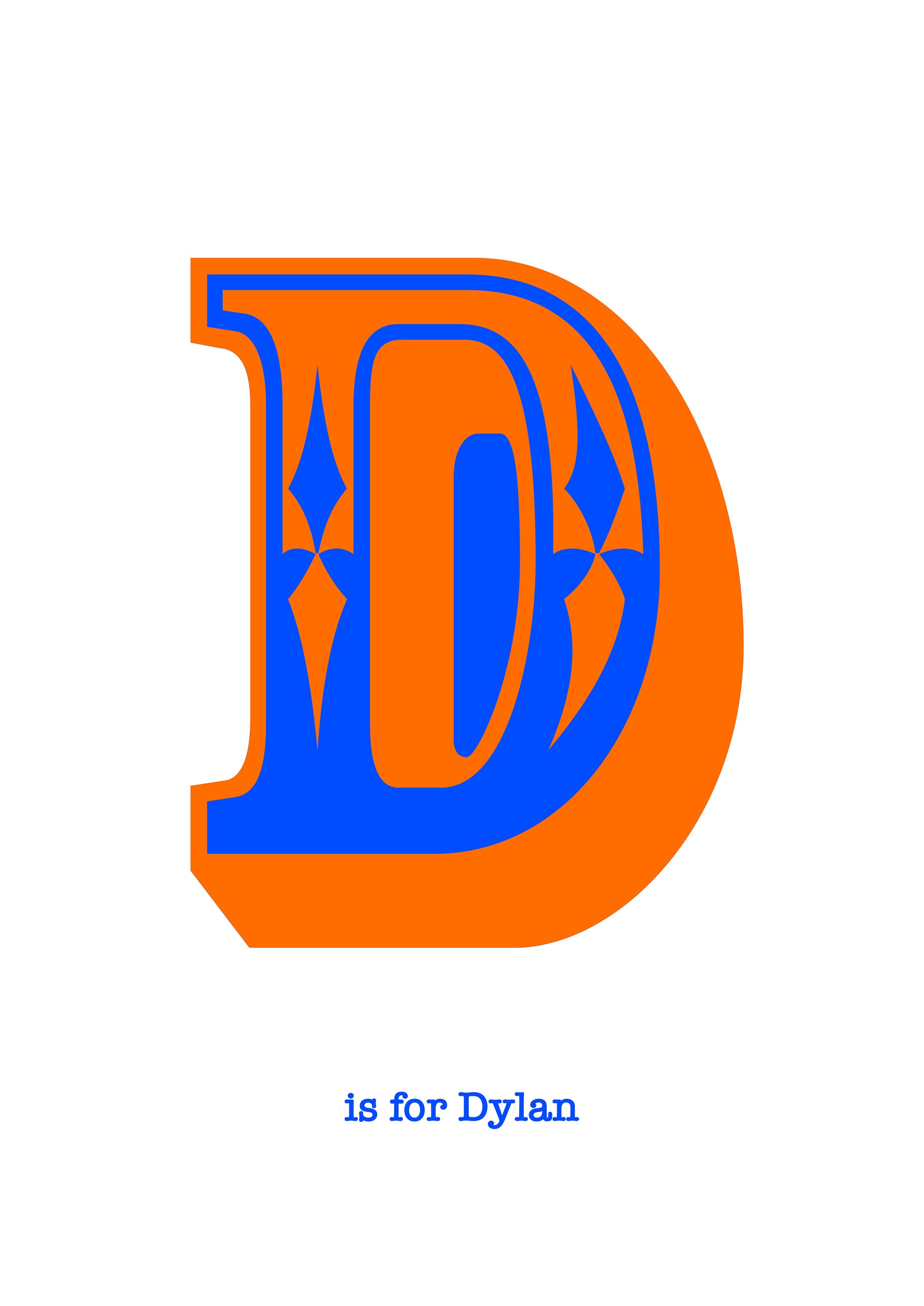 Western Orange Letter D Print-Art-Little Fish Co.