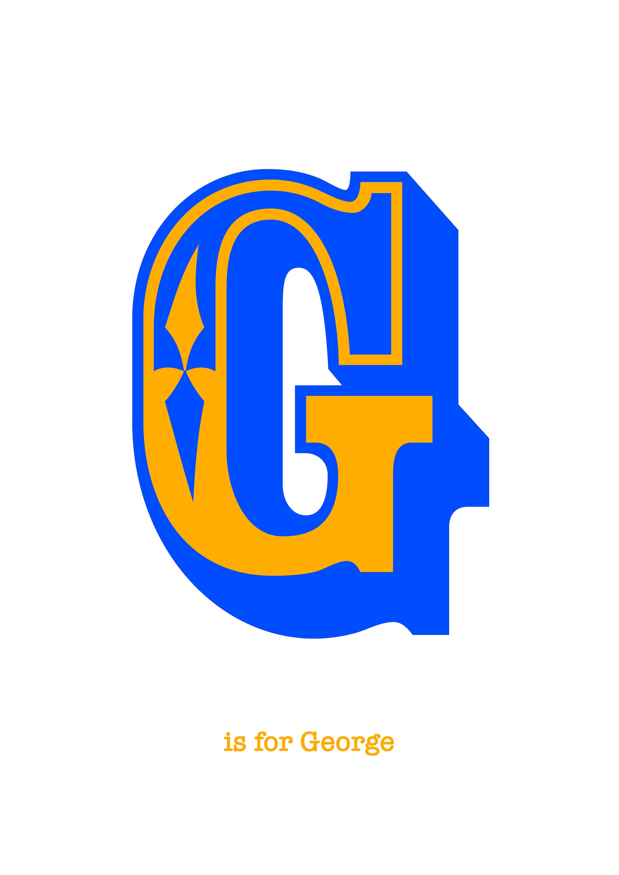 Western Blue Letter G Print-Art-Little Fish Co.