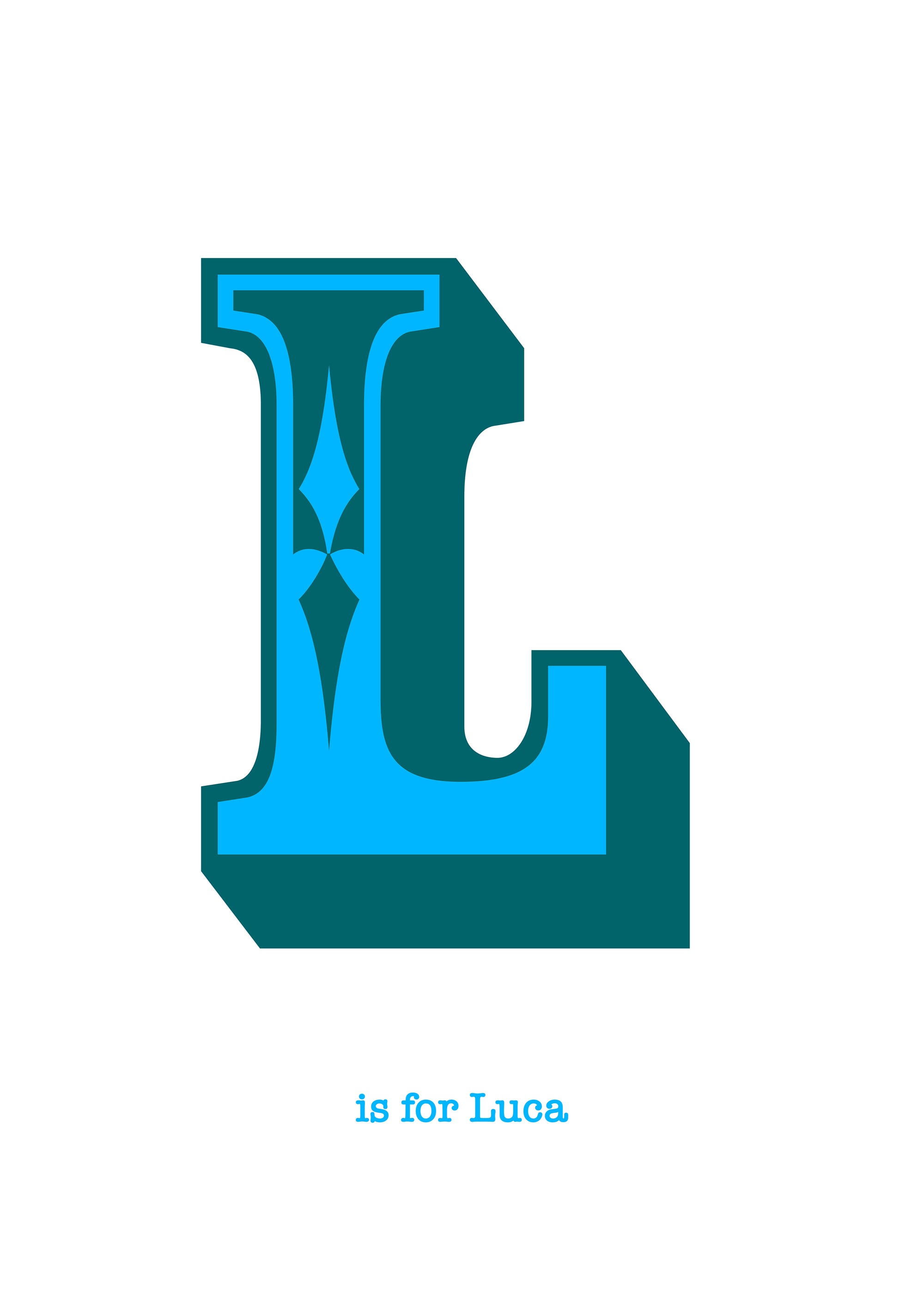 Western Blue Letter L Print-Art-Little Fish Co.