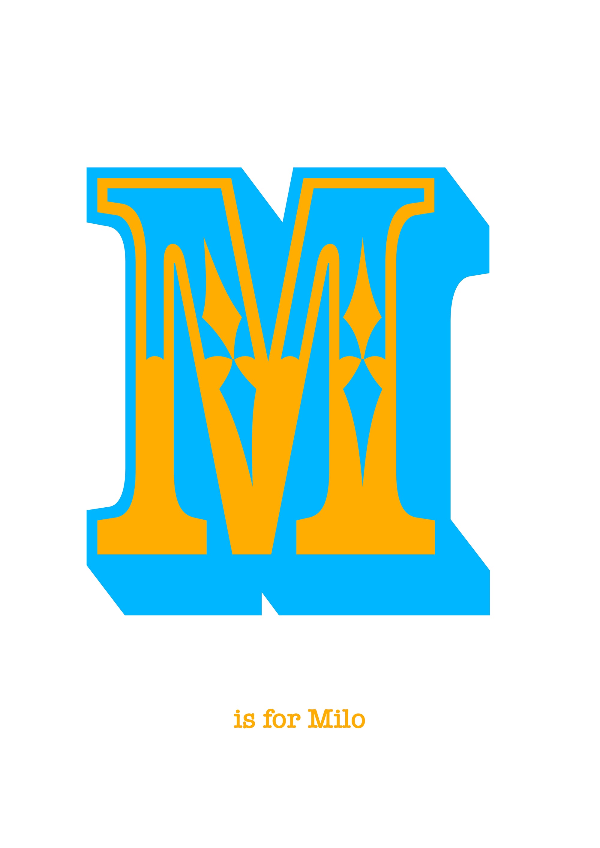 Western Blue Letter M Print-Art-Little Fish Co.