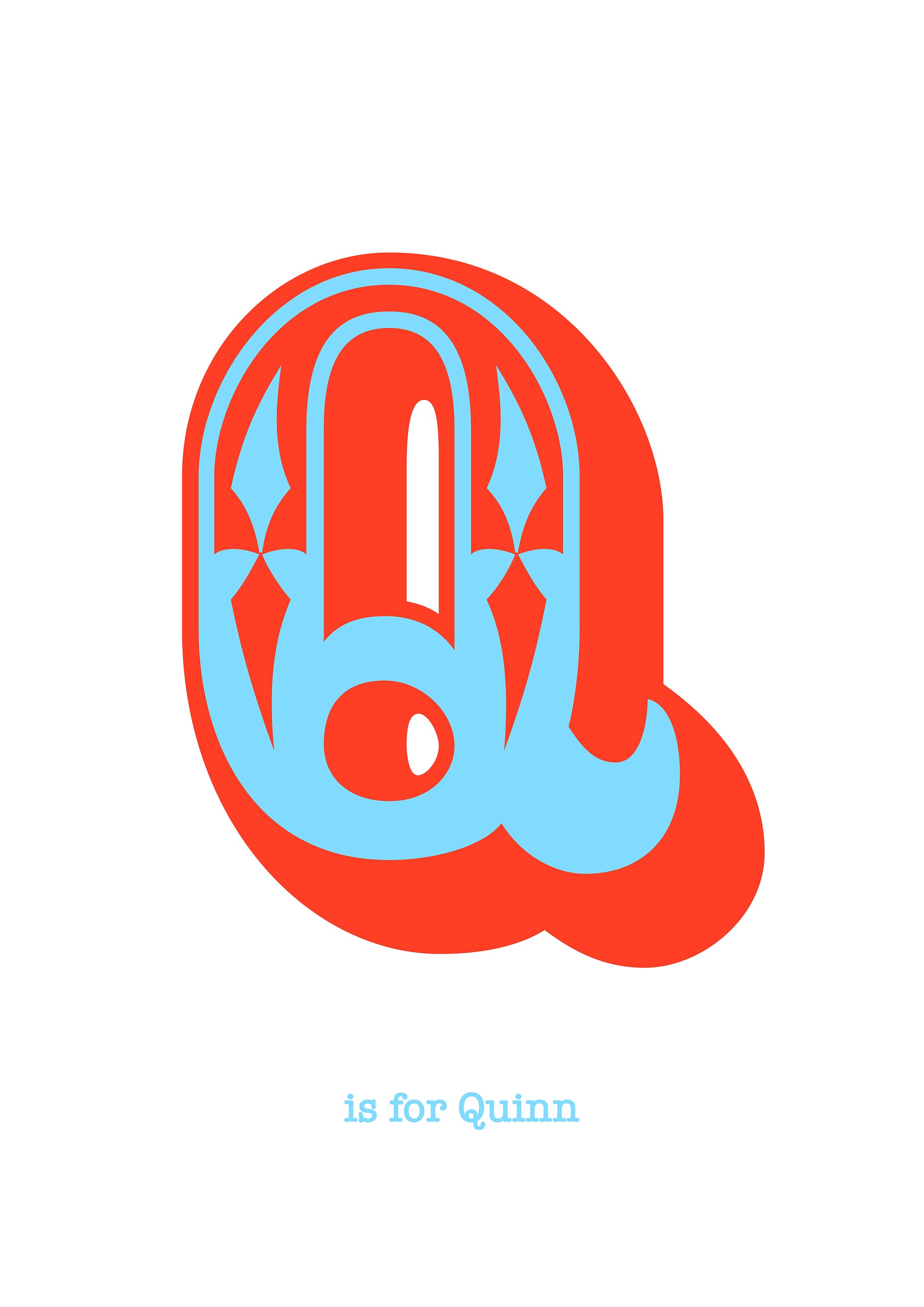 Western Blue Letter Q Print-Art-Little Fish Co.