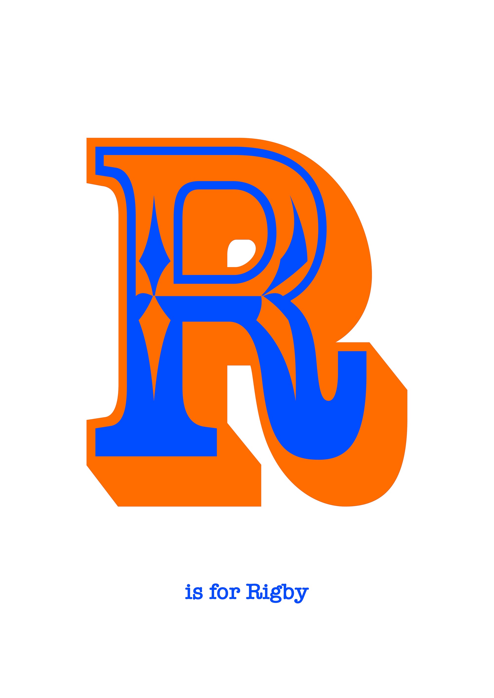 Western Blue Letter R Print-Art-Little Fish Co.