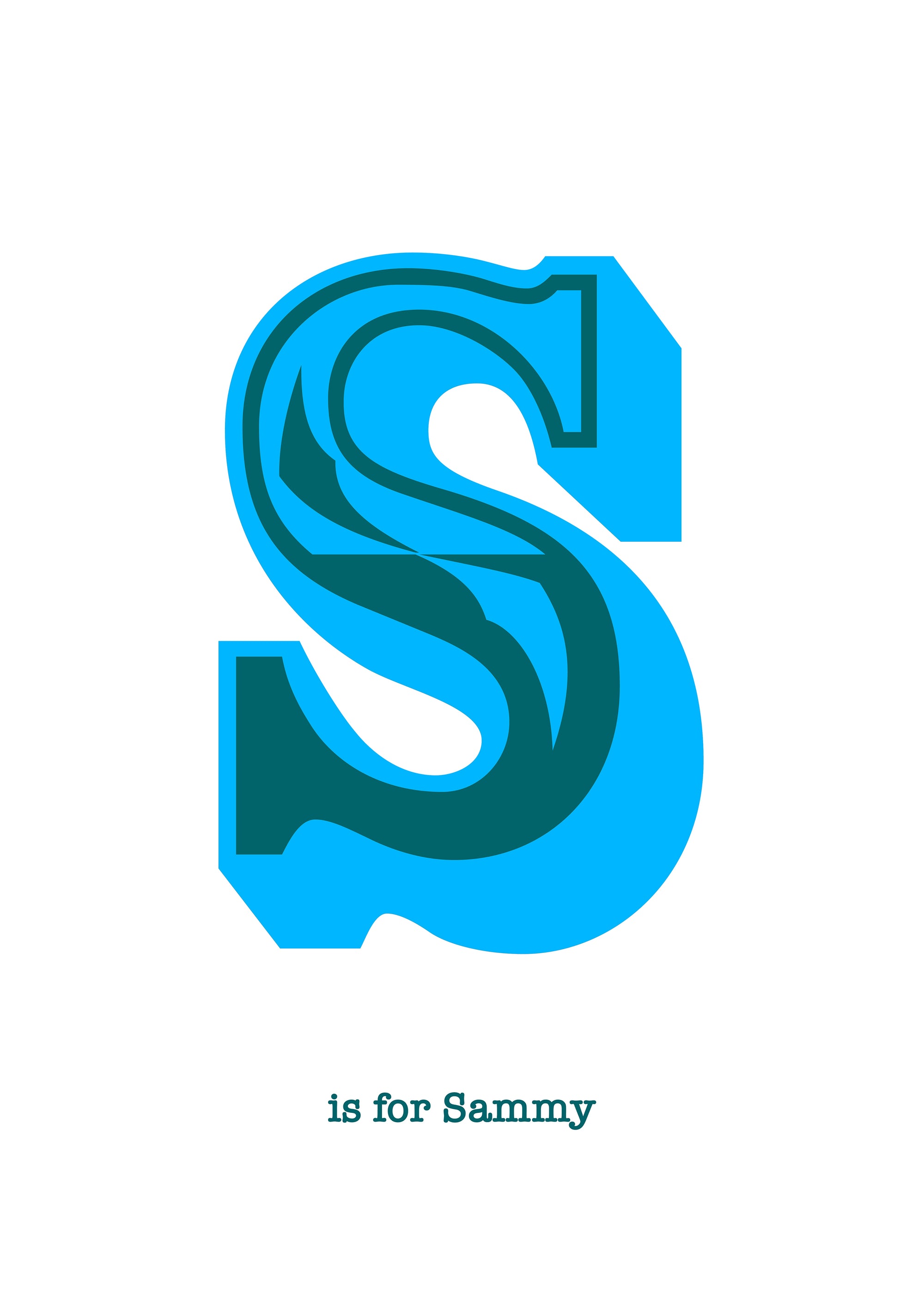 Western Blue Letter S Print-Art-Little Fish Co.