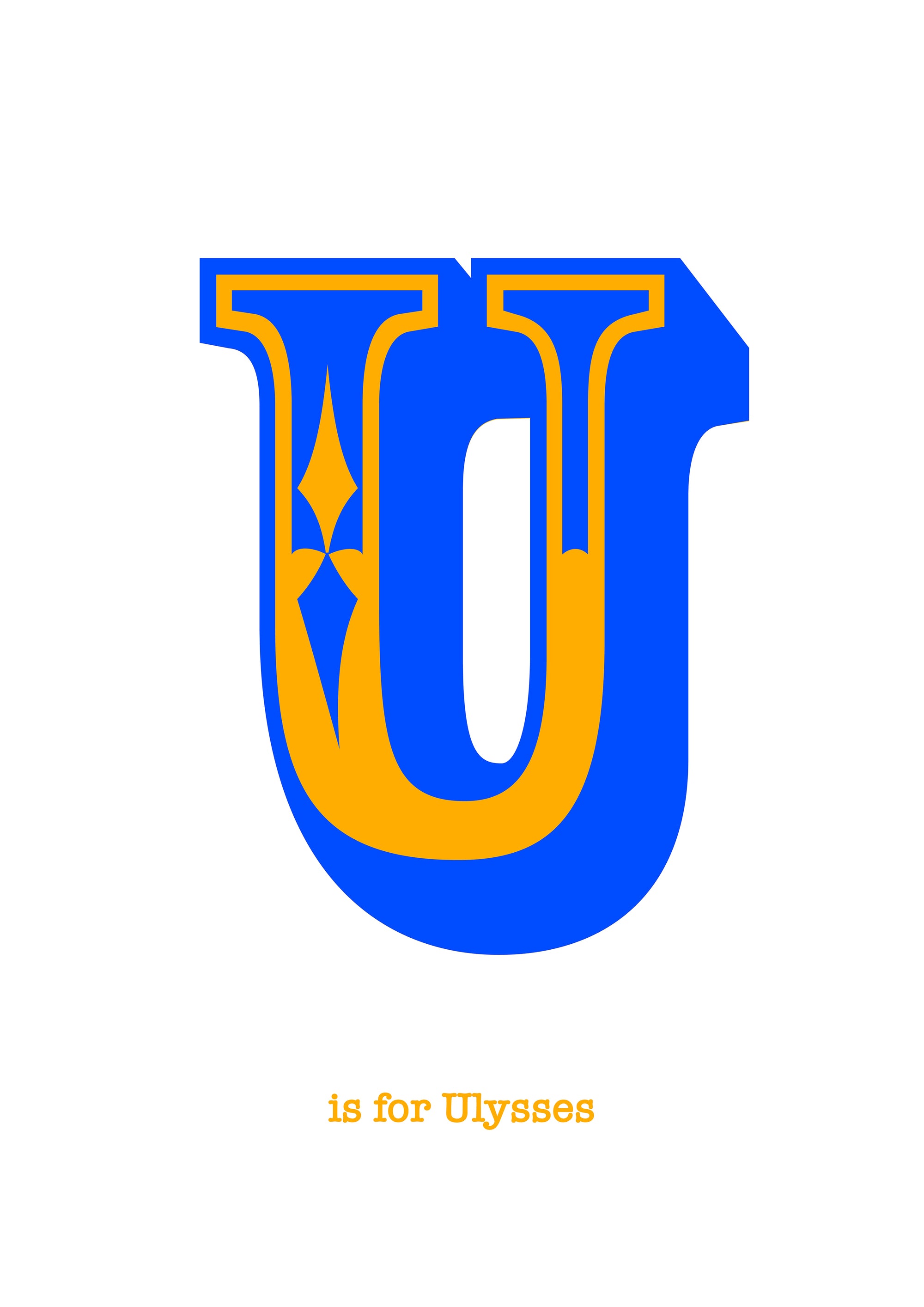 Western Blue Letter U Print-Art-Little Fish Co.