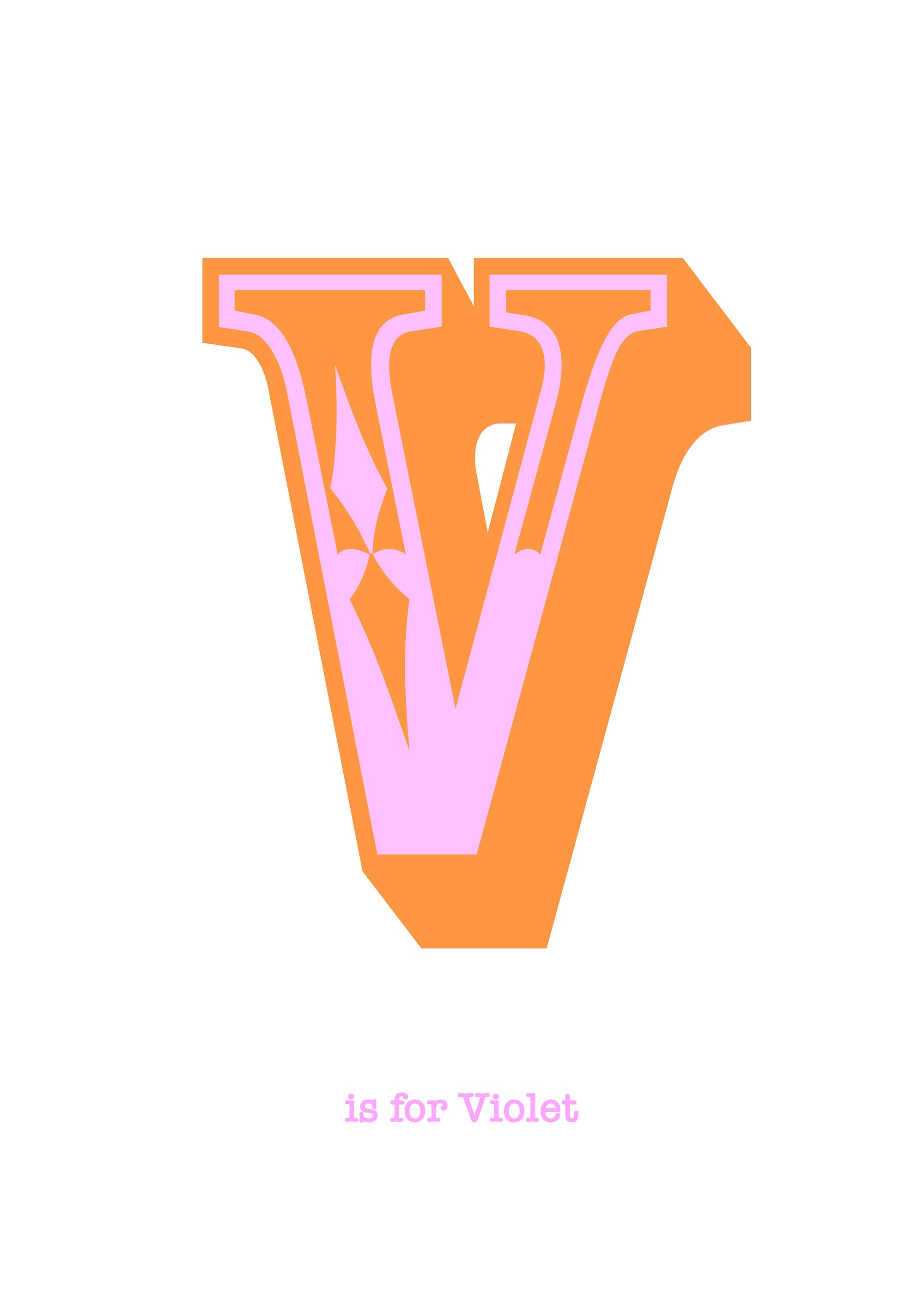 Western Pink Letter V Print-Art-Little Fish Co.