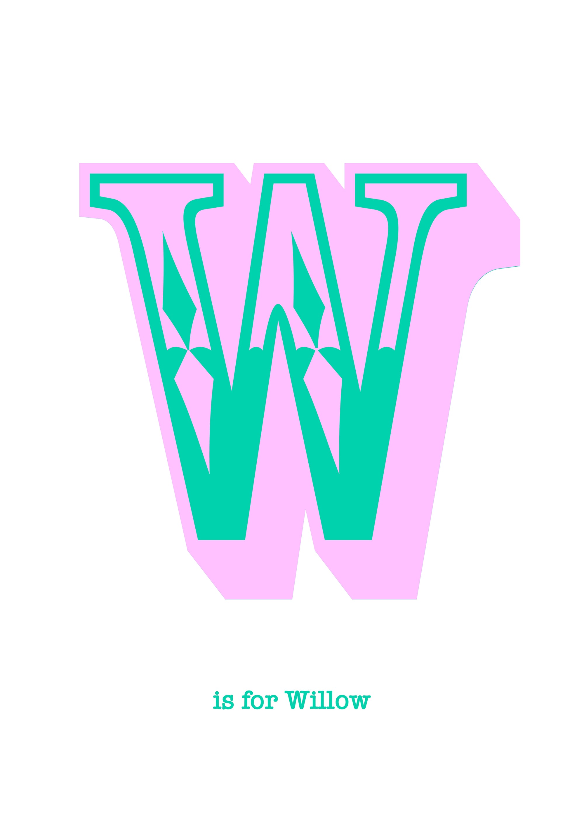 Western Pink Letter W Print-Art-Little Fish Co.