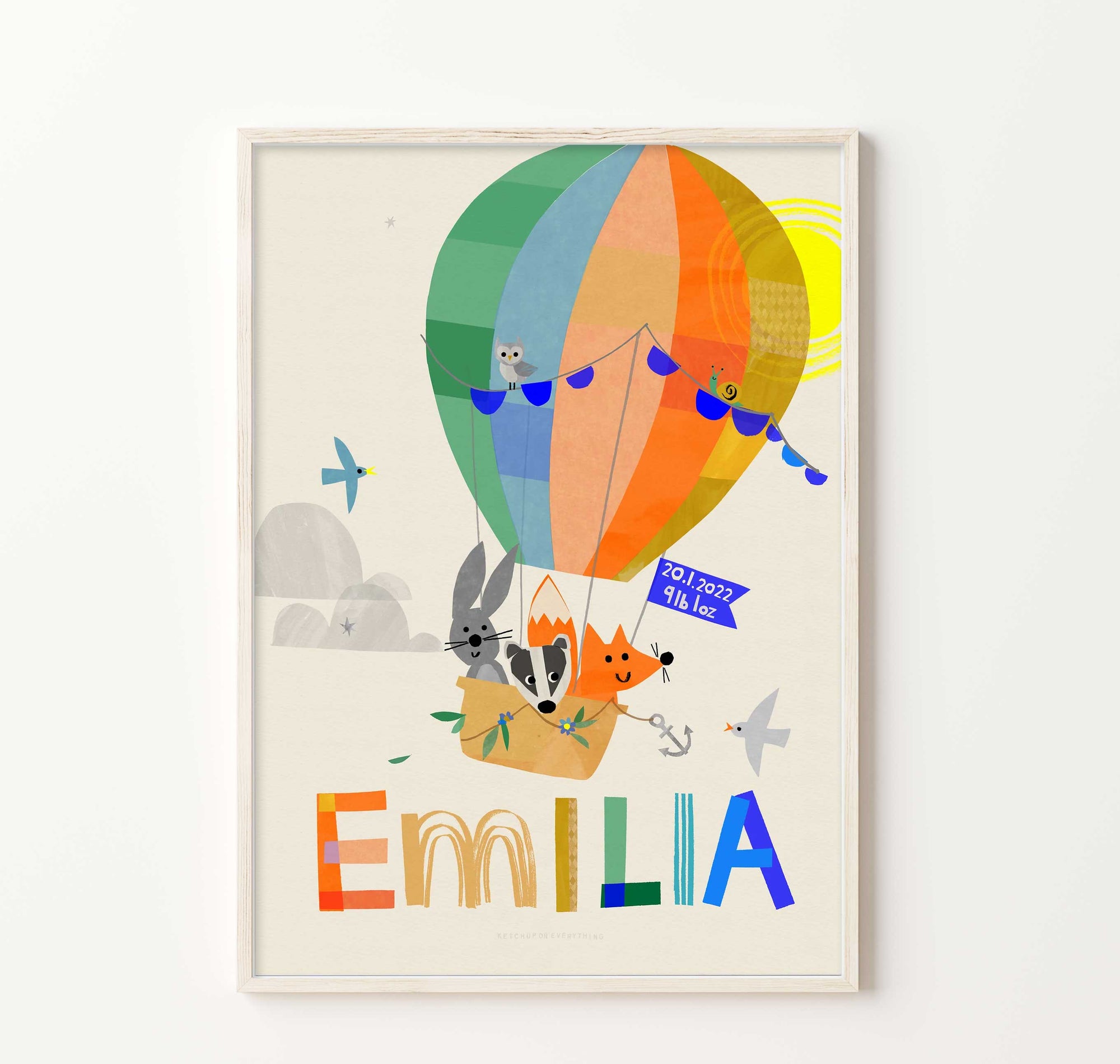Personalised Air Balloon Print-Little Fish Co.
