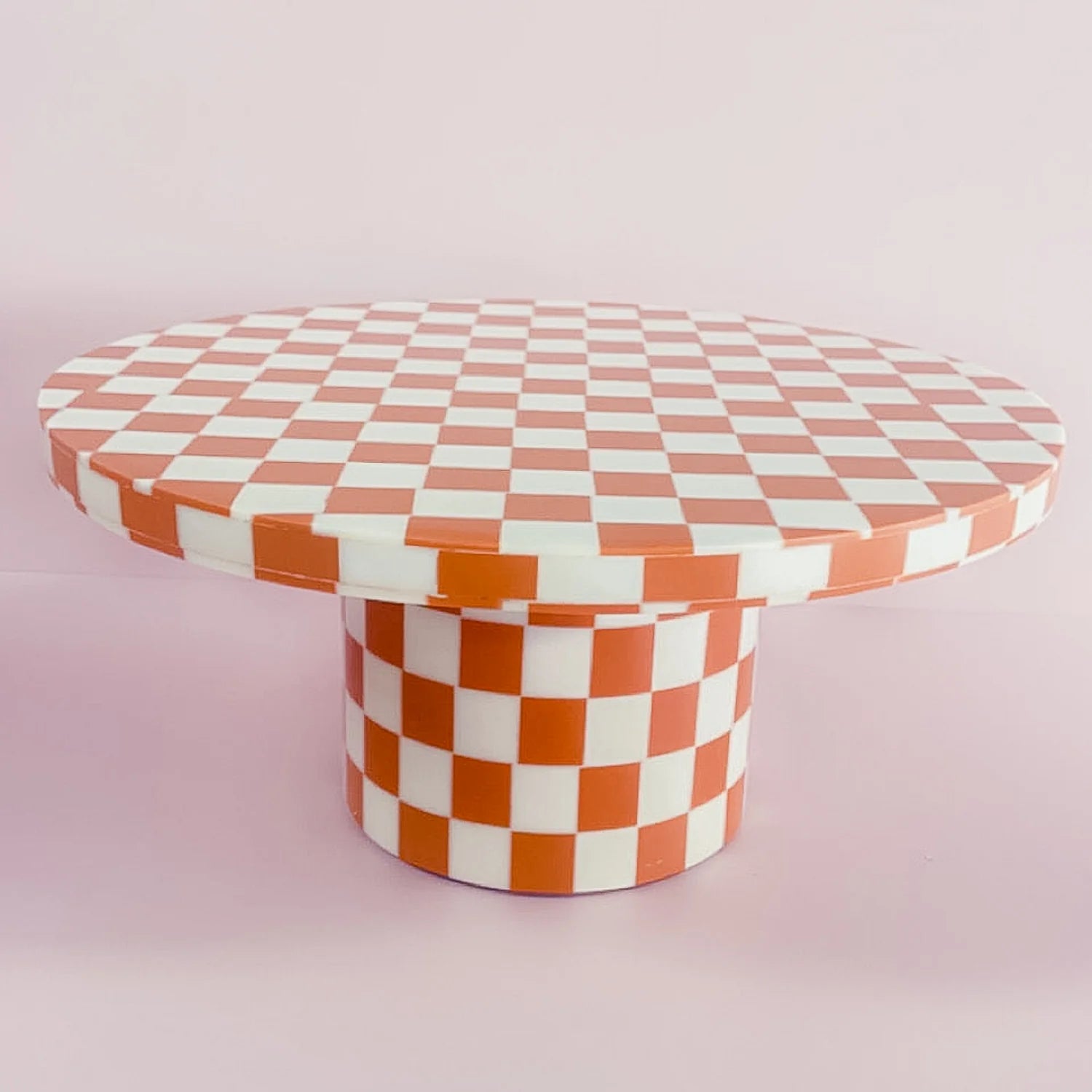 Terracotta check resin cake stand-New Arrivals-Little Fish Co.