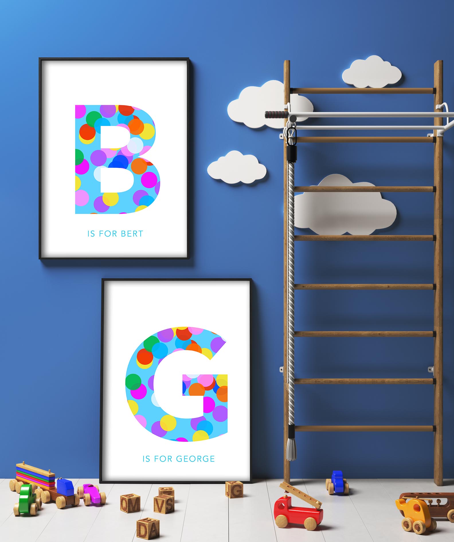 B Confetti Letter Children's Poster-Art-Little Fish Co.