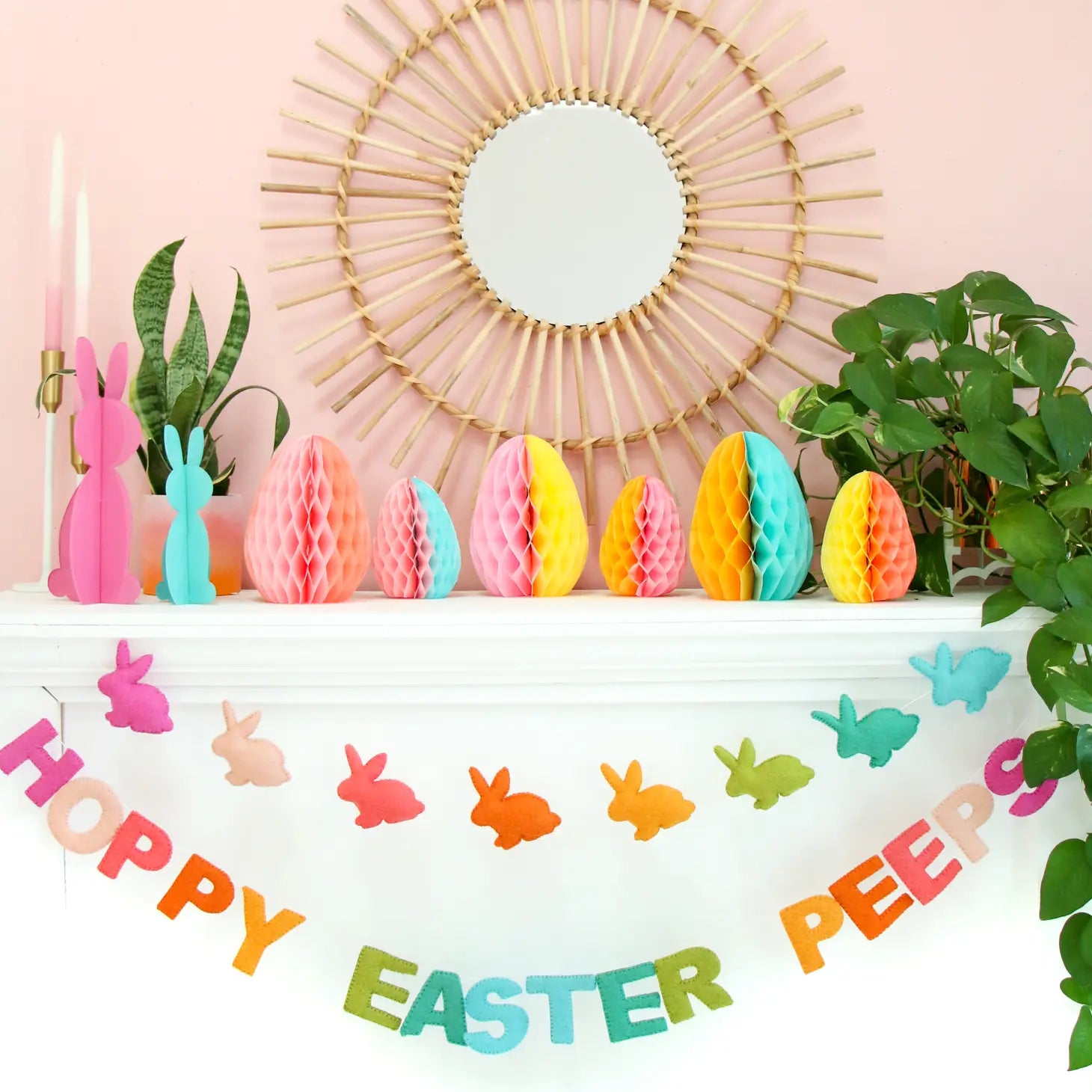 Colour blocked Easter Egg Honeycomb decorations ( set of 6)-Fun-Little Fish Co.