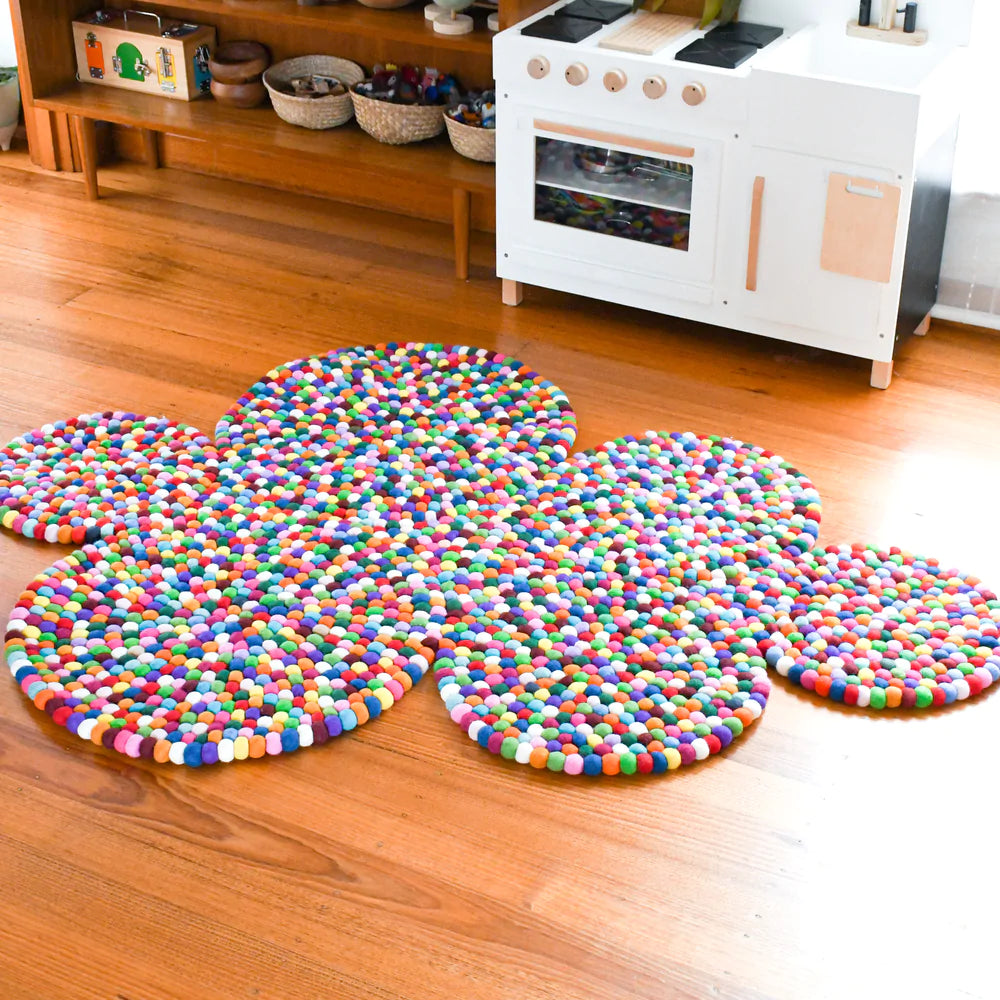 Colourful cloud felt ball rug (170cm)-Fun-Little Fish Co.