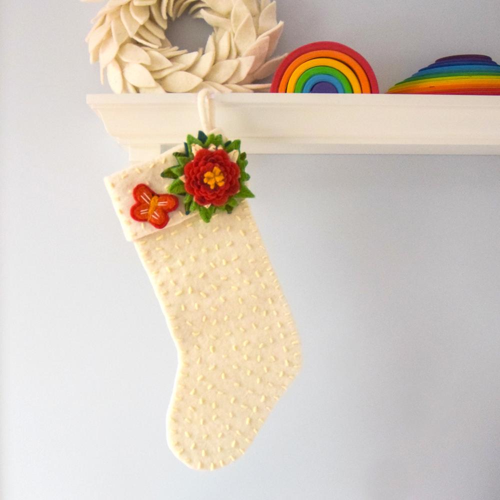 Felt Christmas stocking with flower-Fun-Little Fish Co.