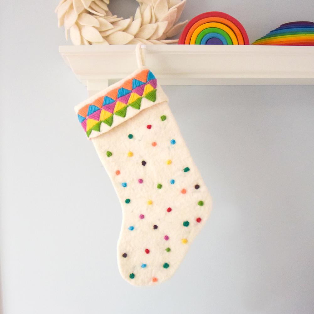 Felt Christmas stocking with dots-Fun-Little Fish Co.