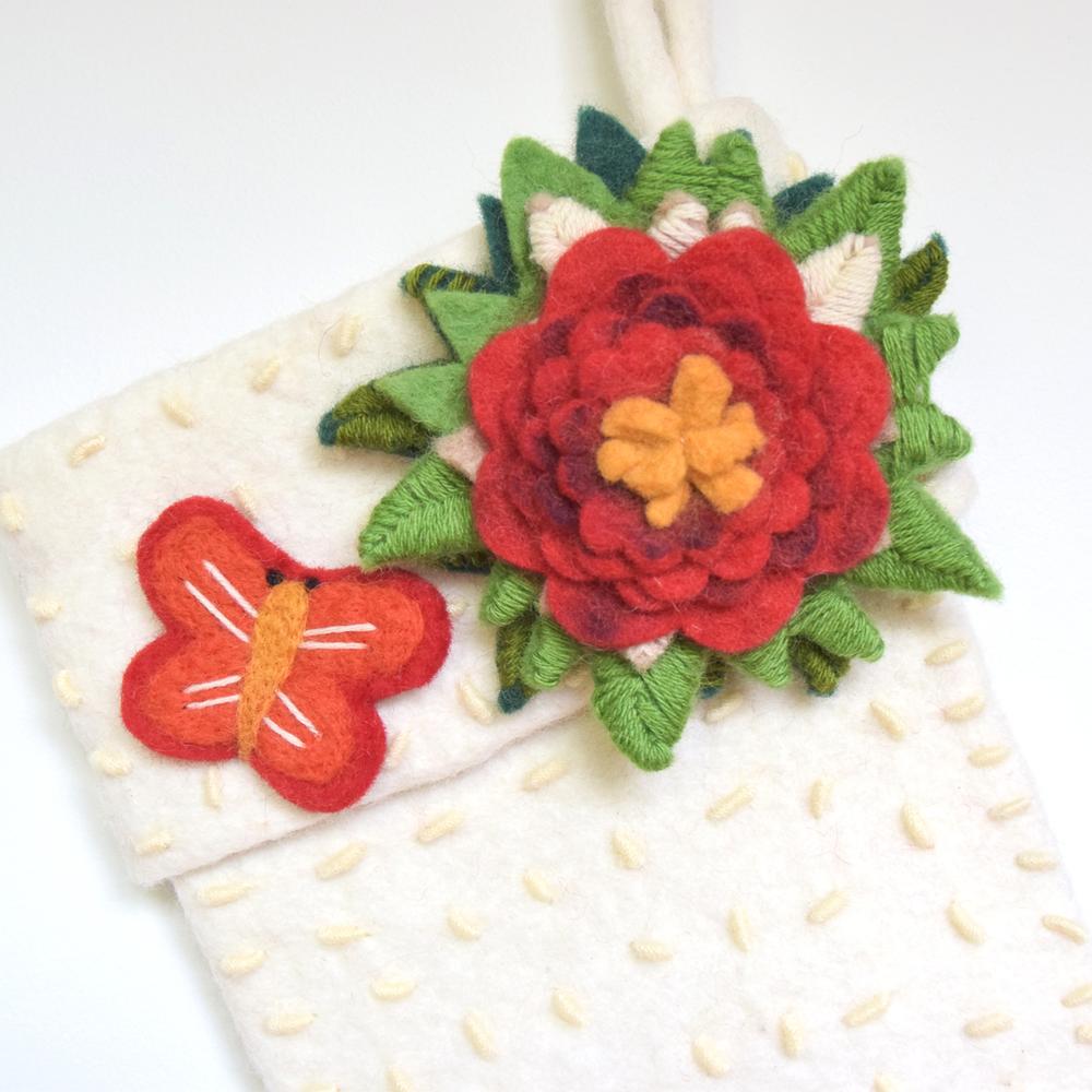 Felt Christmas stocking with flower-Fun-Little Fish Co.