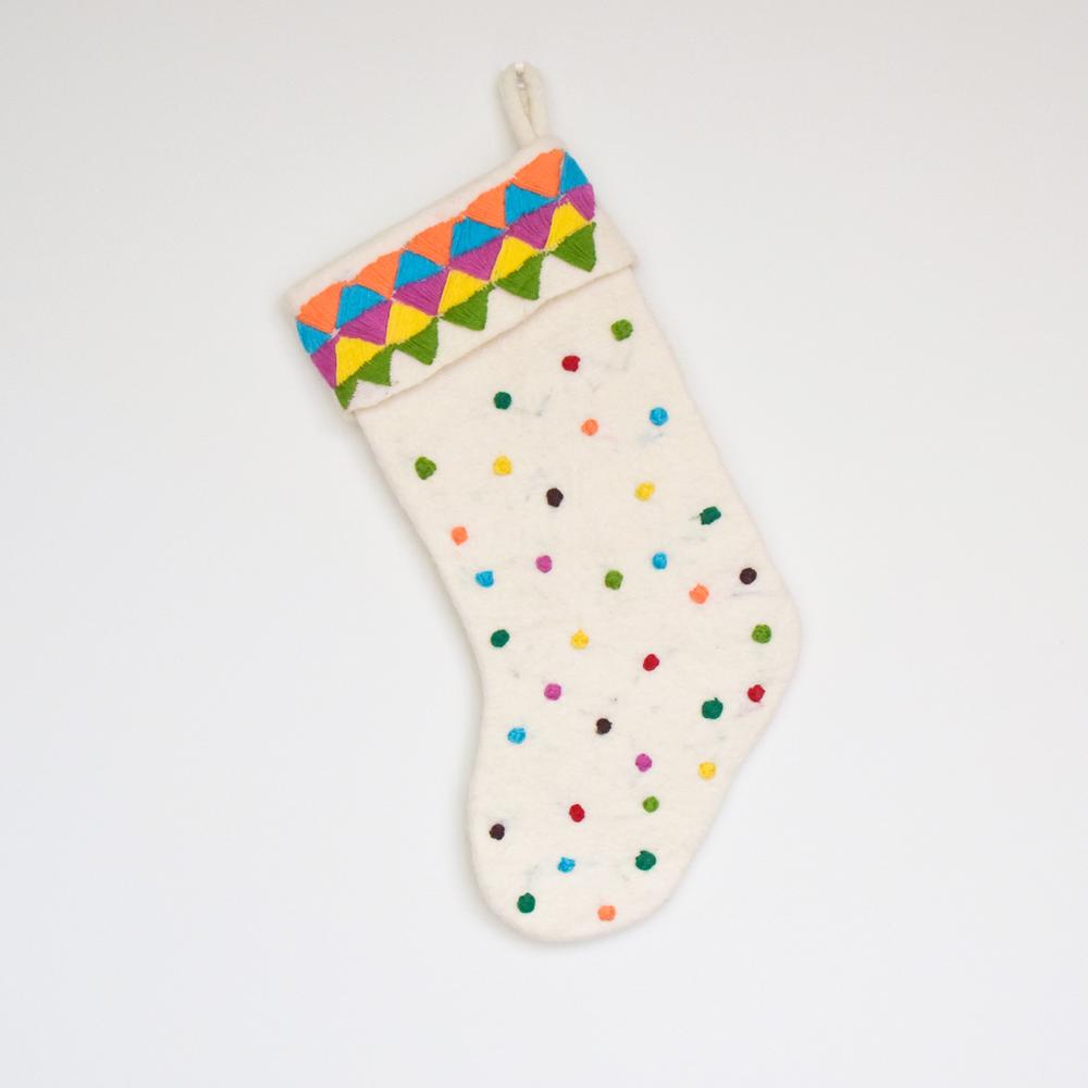 Felt Christmas stocking with dots-Fun-Little Fish Co.