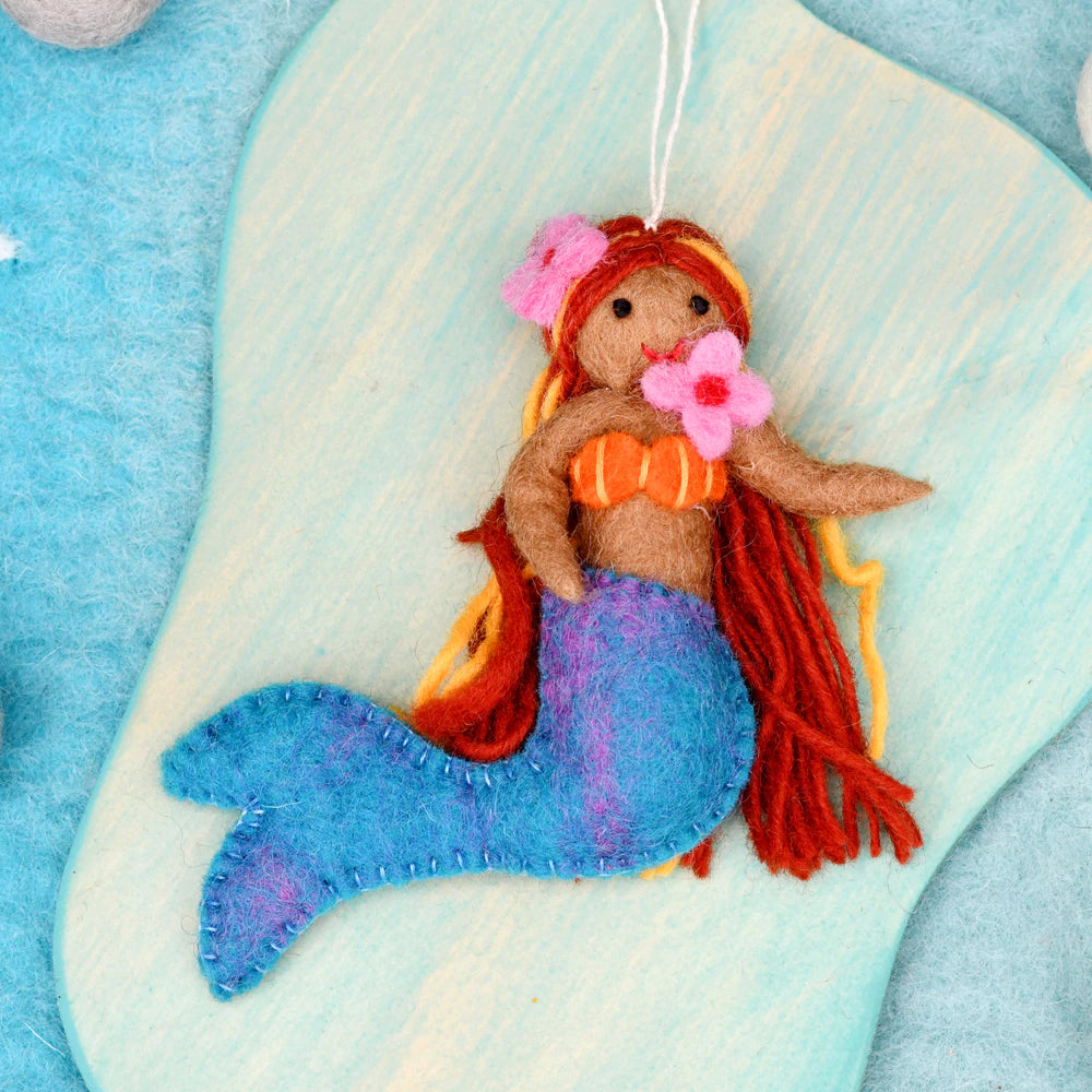 Felt Little Mermaid Hanging - Blue Tail-Fun-Little Fish Co.