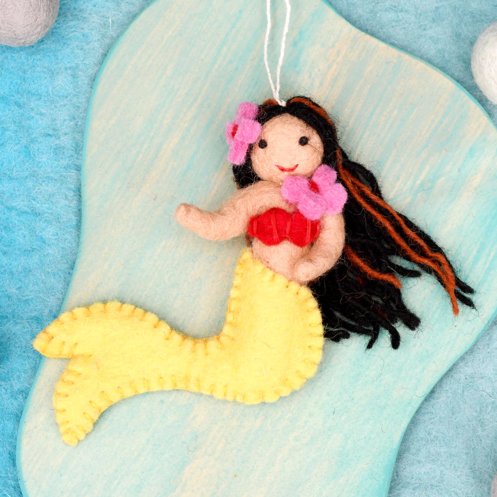 Felt Little Mermaid Hanging - Yellow Tail-Fun-Little Fish Co.