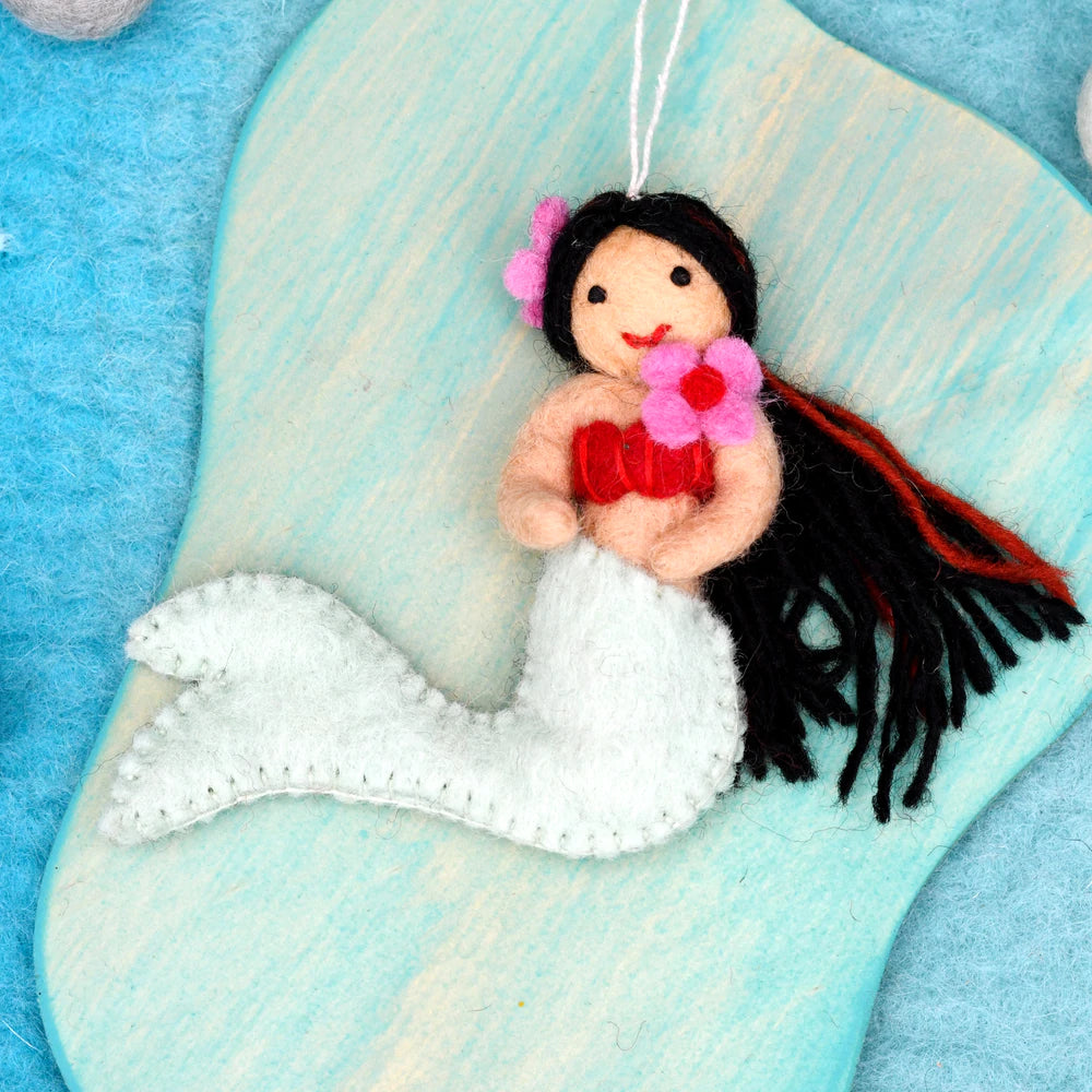 Felt Little Mermaid Hanging - Light Teal Tail-Fun-Little Fish Co.